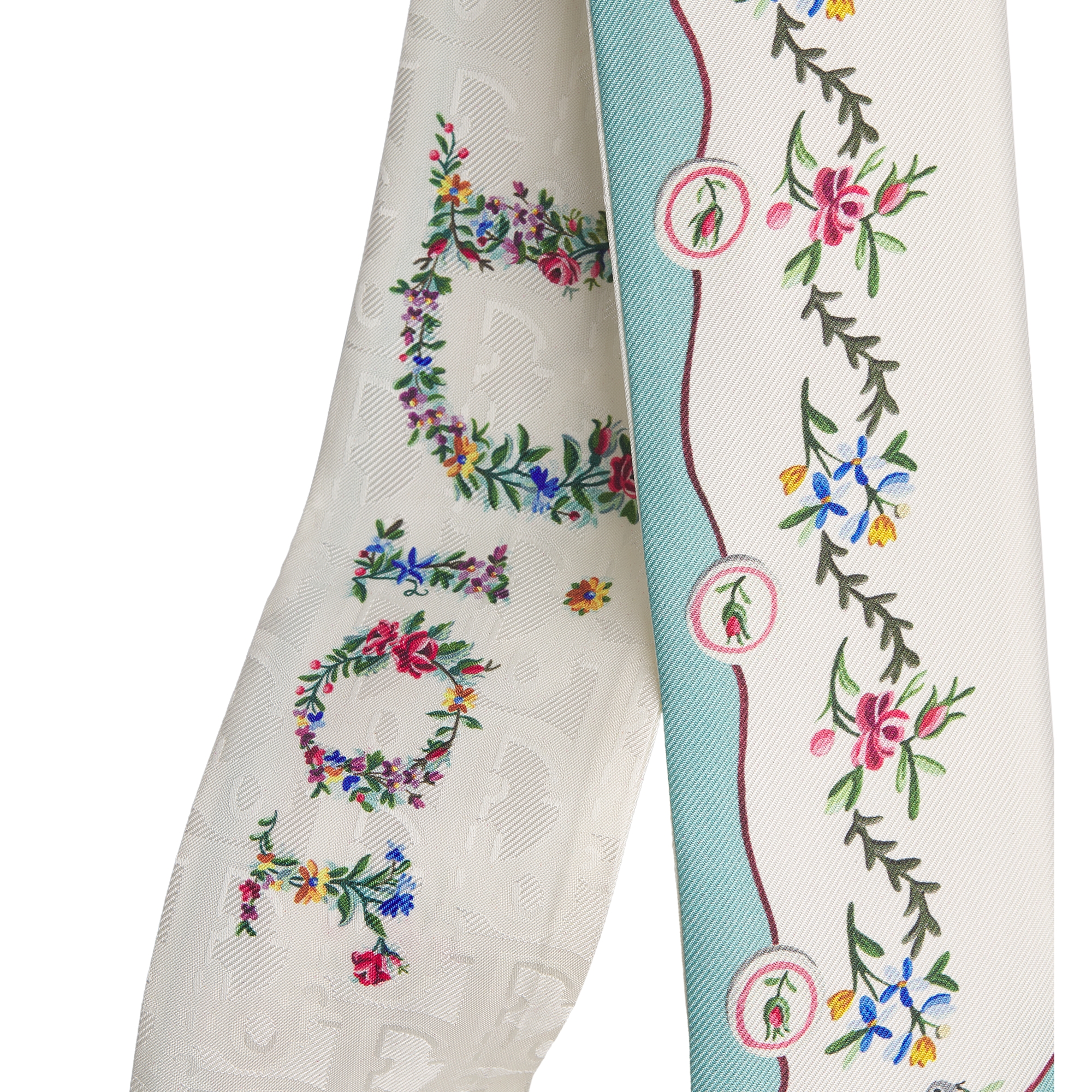 Dioramour Revolution Flowers Mitzah Scarf White Multicolor Silk Twill E09