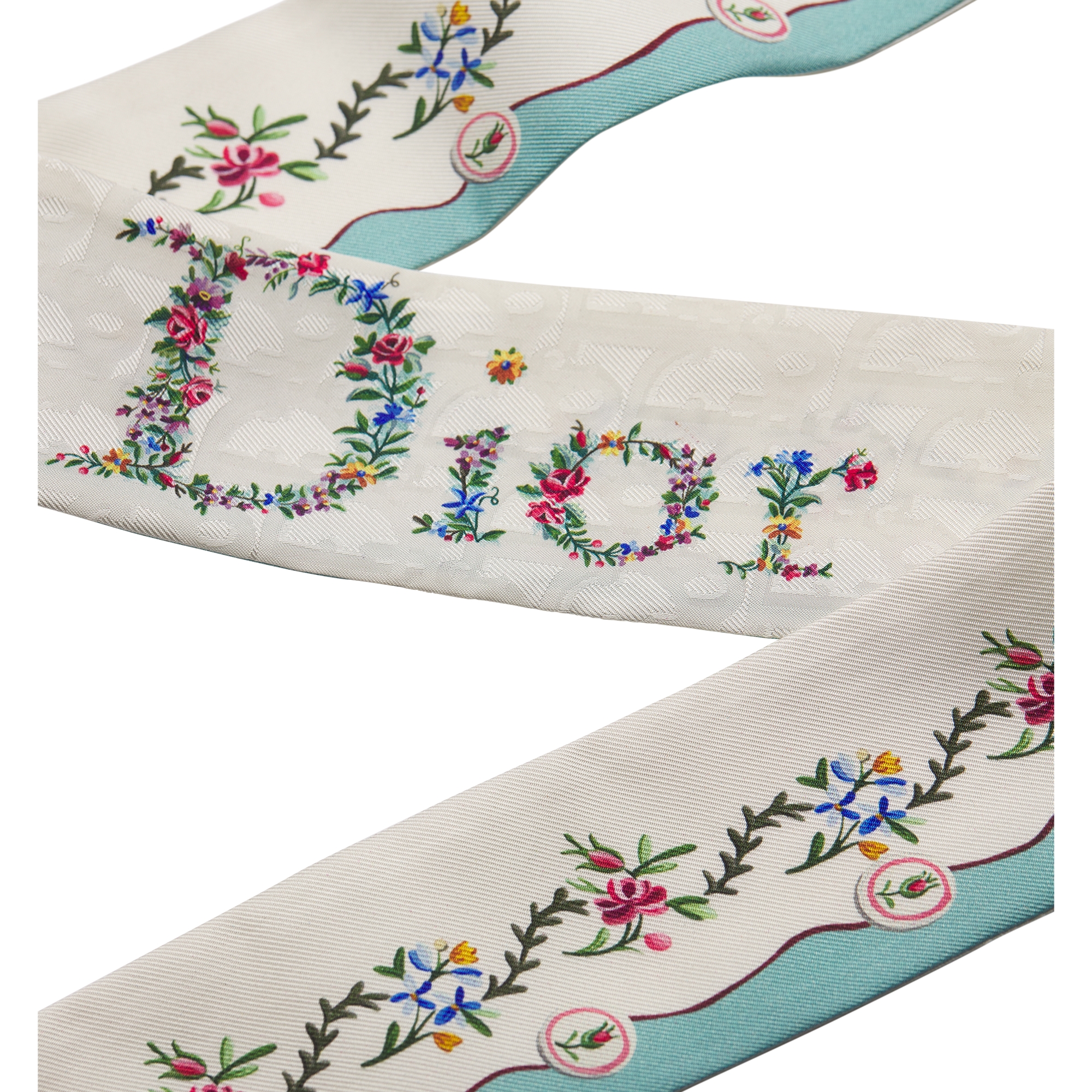 Dioramour Revolution Flowers Mitzah Scarf White Multicolor Silk Twill E10