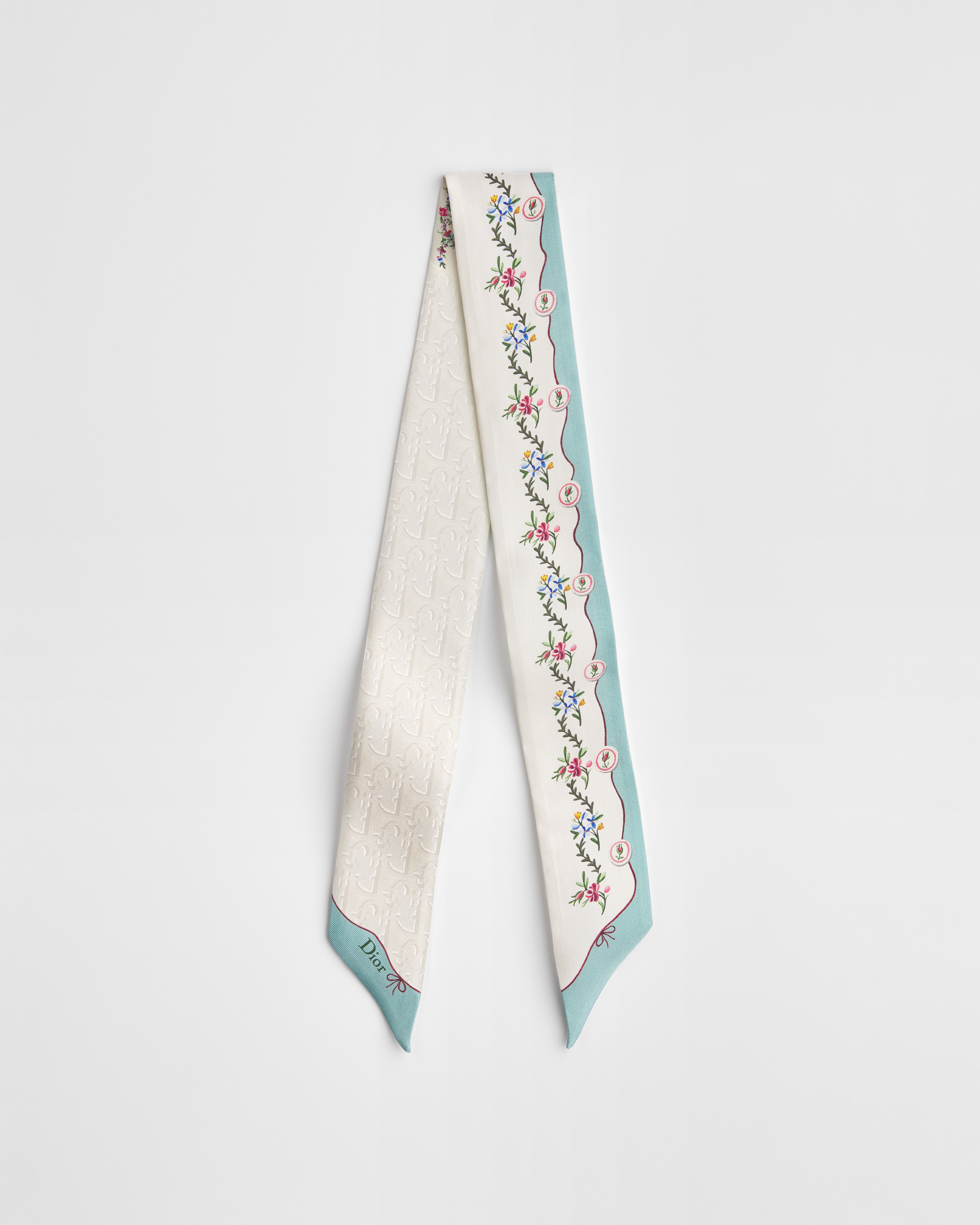 Dioramour Revolution Flowers Mitzah Scarf White Multicolor Silk Twill E02
