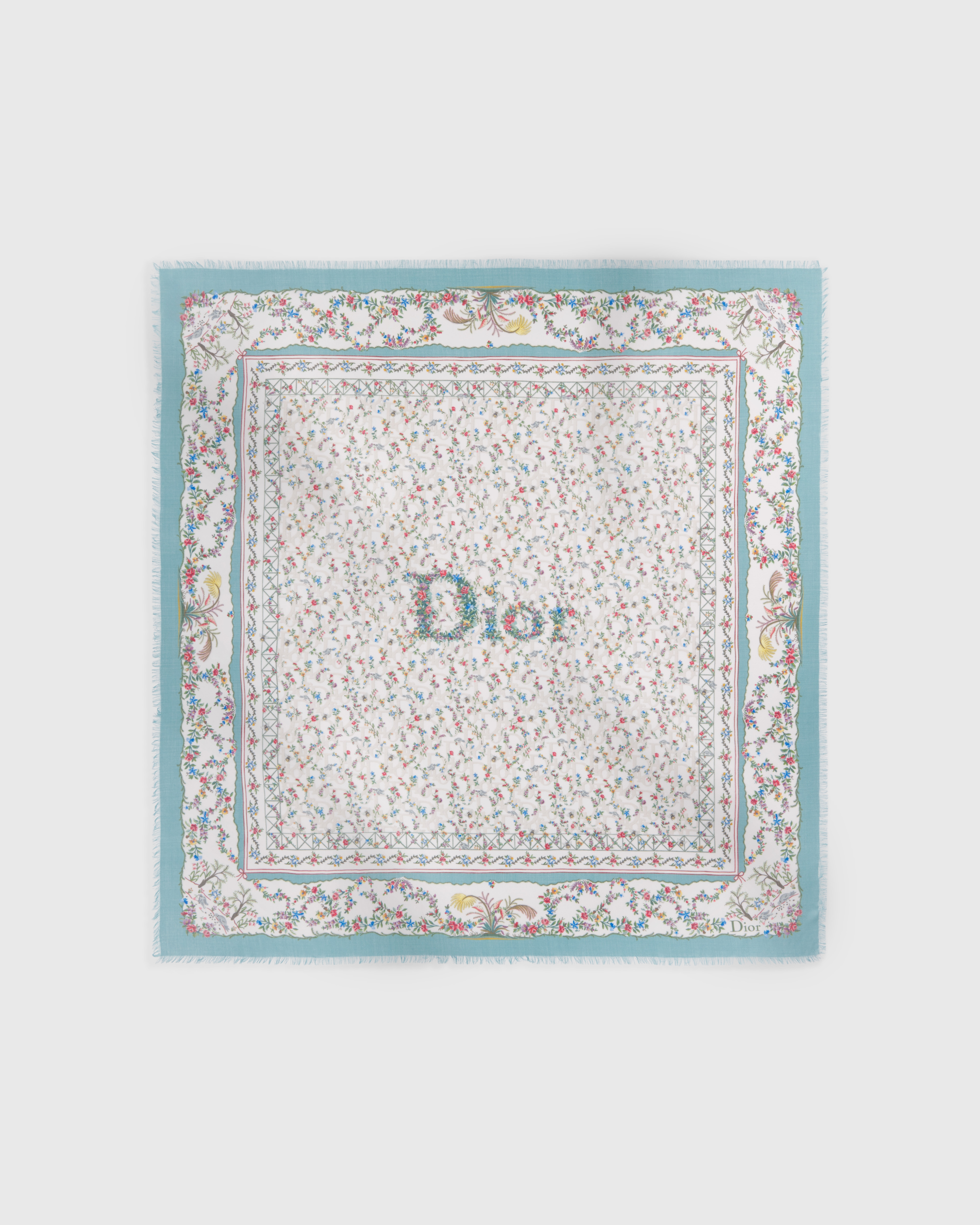 Dioramour Revolution Flowers Shawl White Multicolor Silk and Wool E01