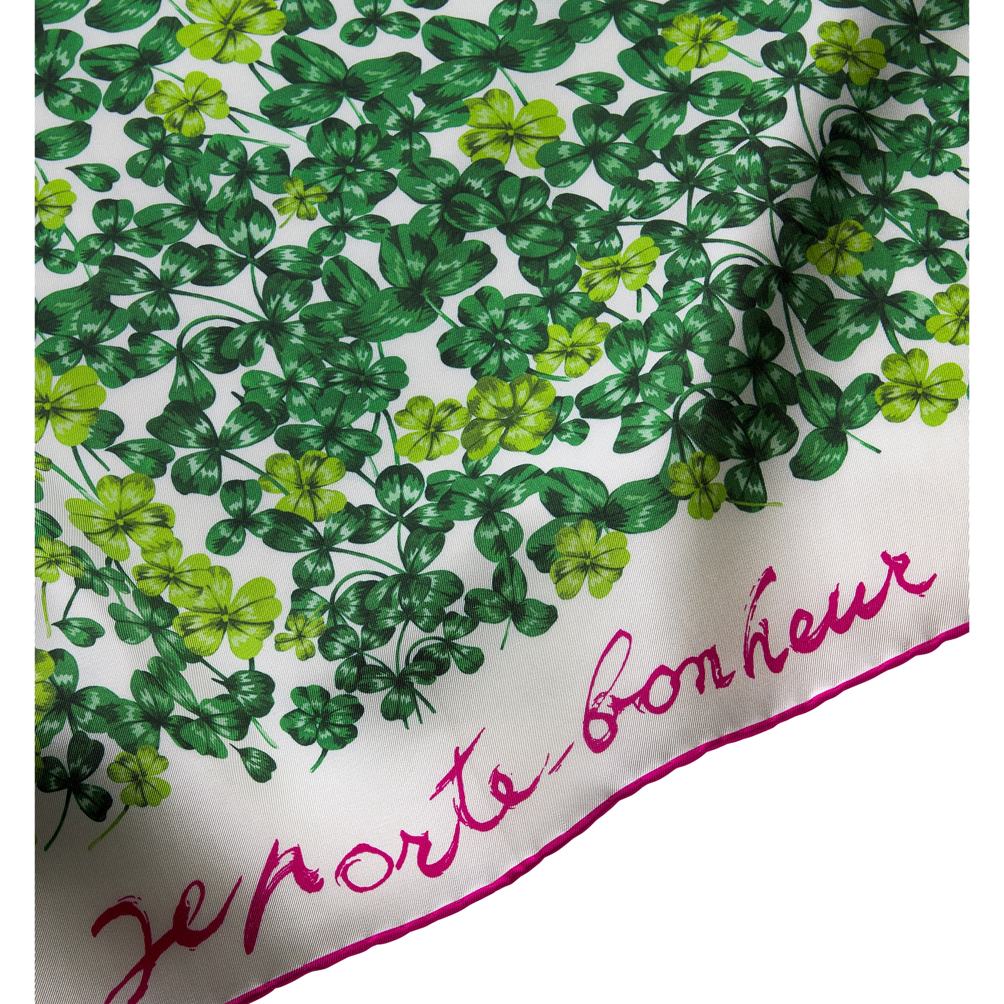 Dior Clover 90 Square Scarf Green and Fuchsia Silk Twill E09