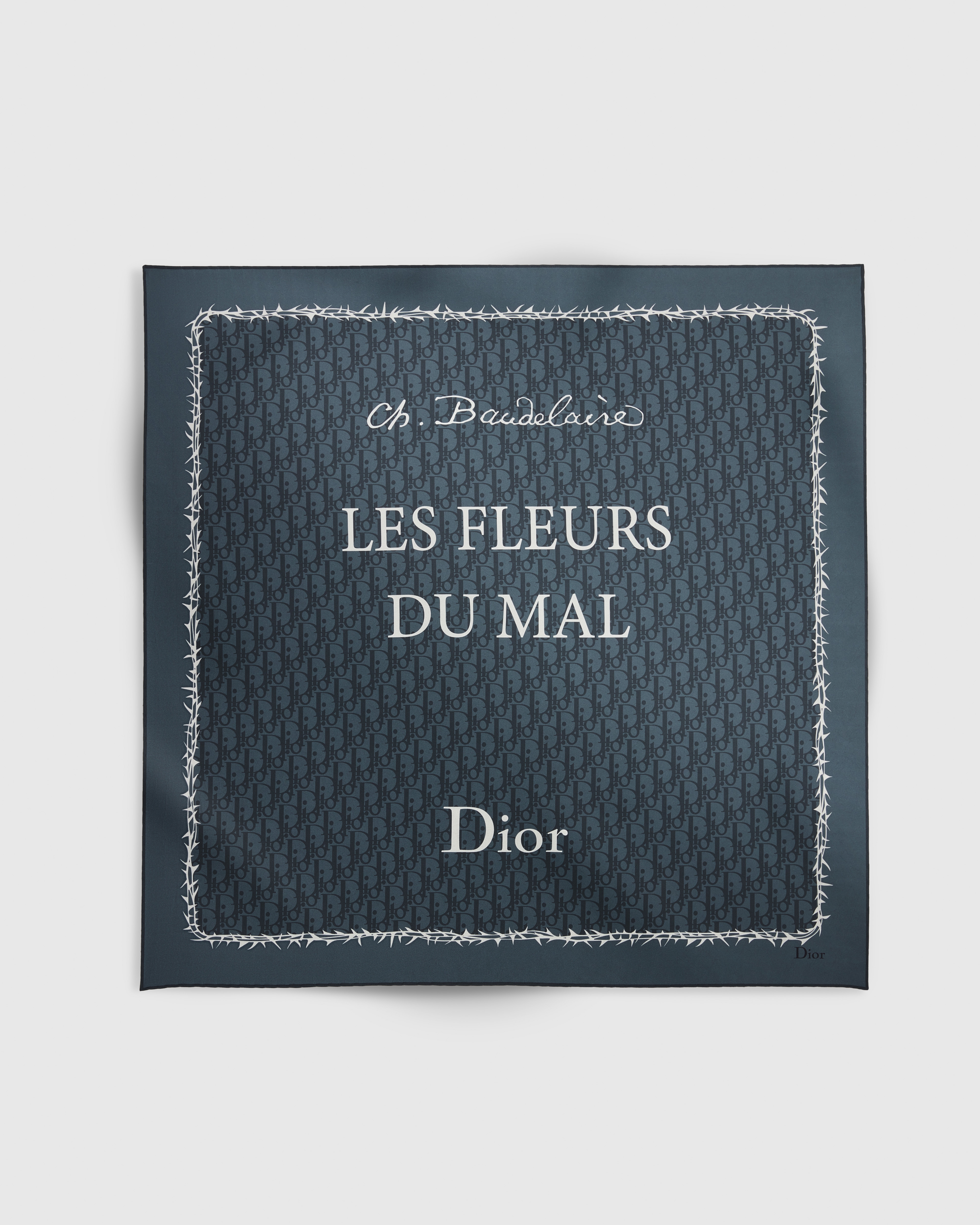 Quadratisches Book Cover 70 Tuch Seidentwill in Blau und Weiß E01