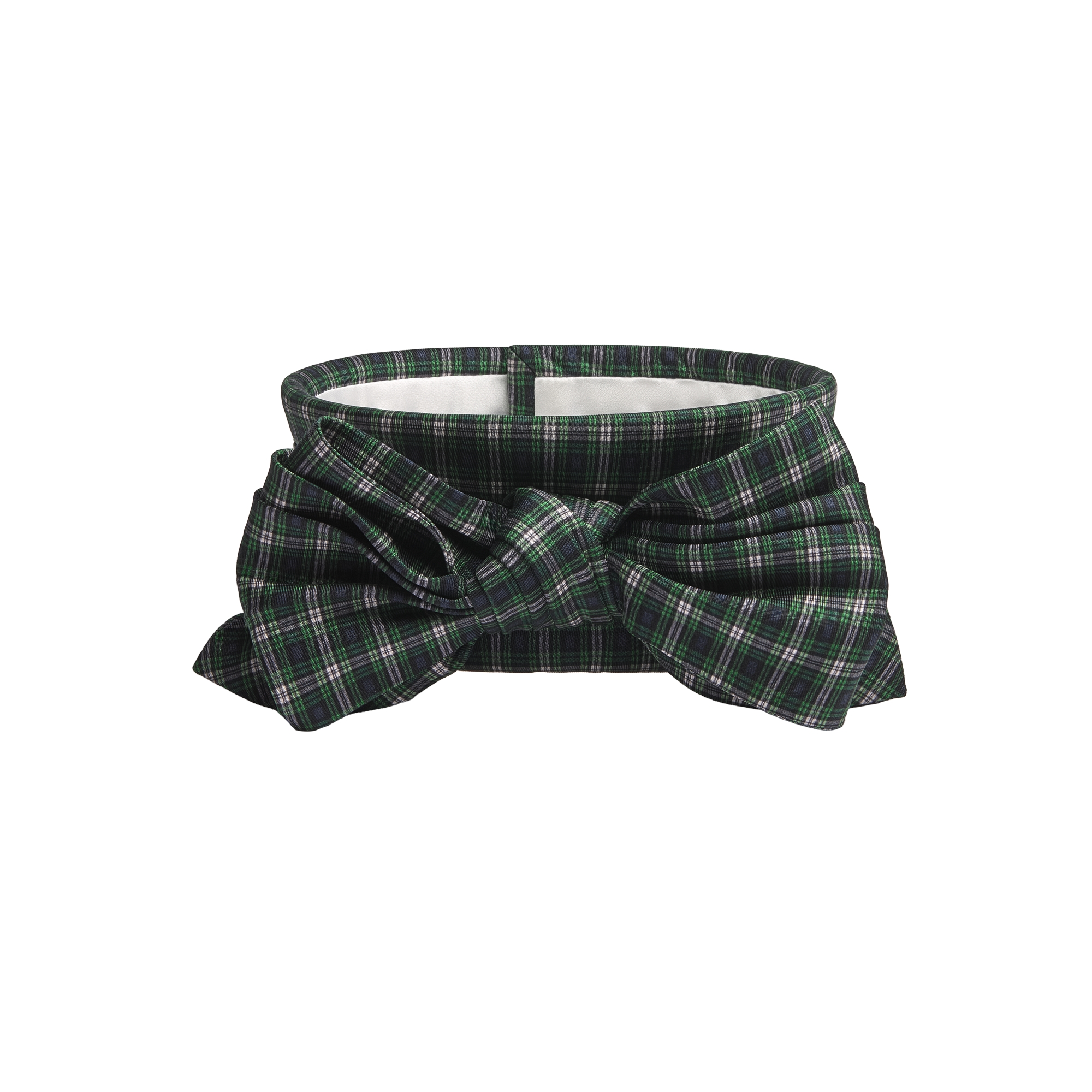 Check'n'Dior Adjustable Bow Tie Collar Green Silk Twill E01