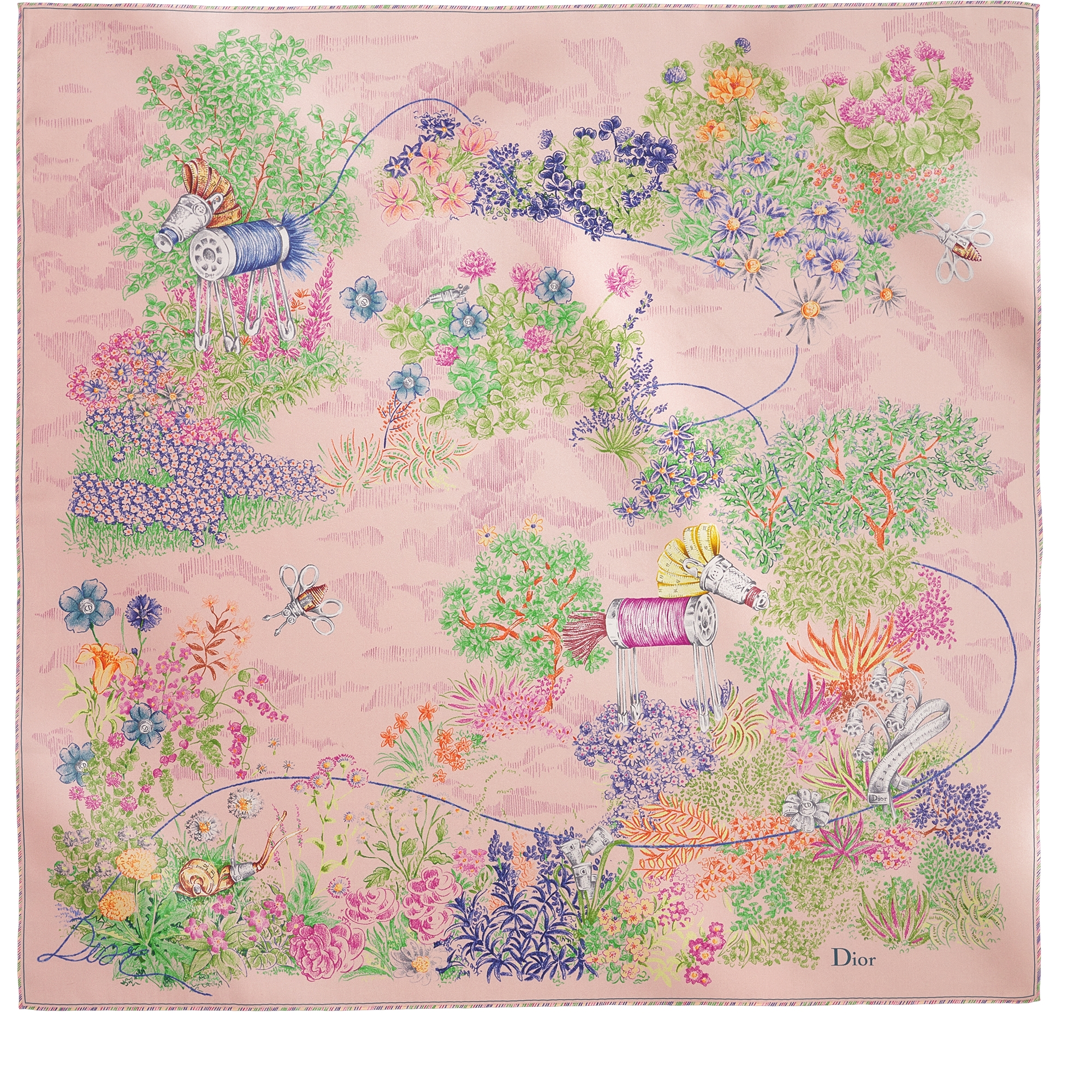  Twill di seta rosa e multicolore