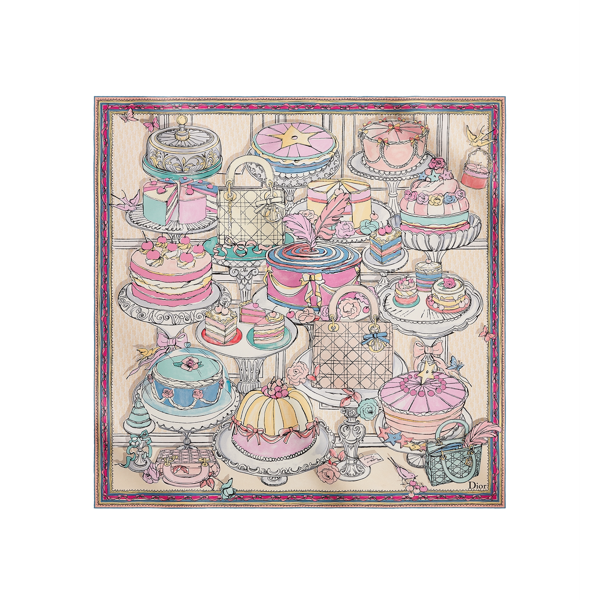  Ivoorkleurige en veelkleurige zijden keperstof