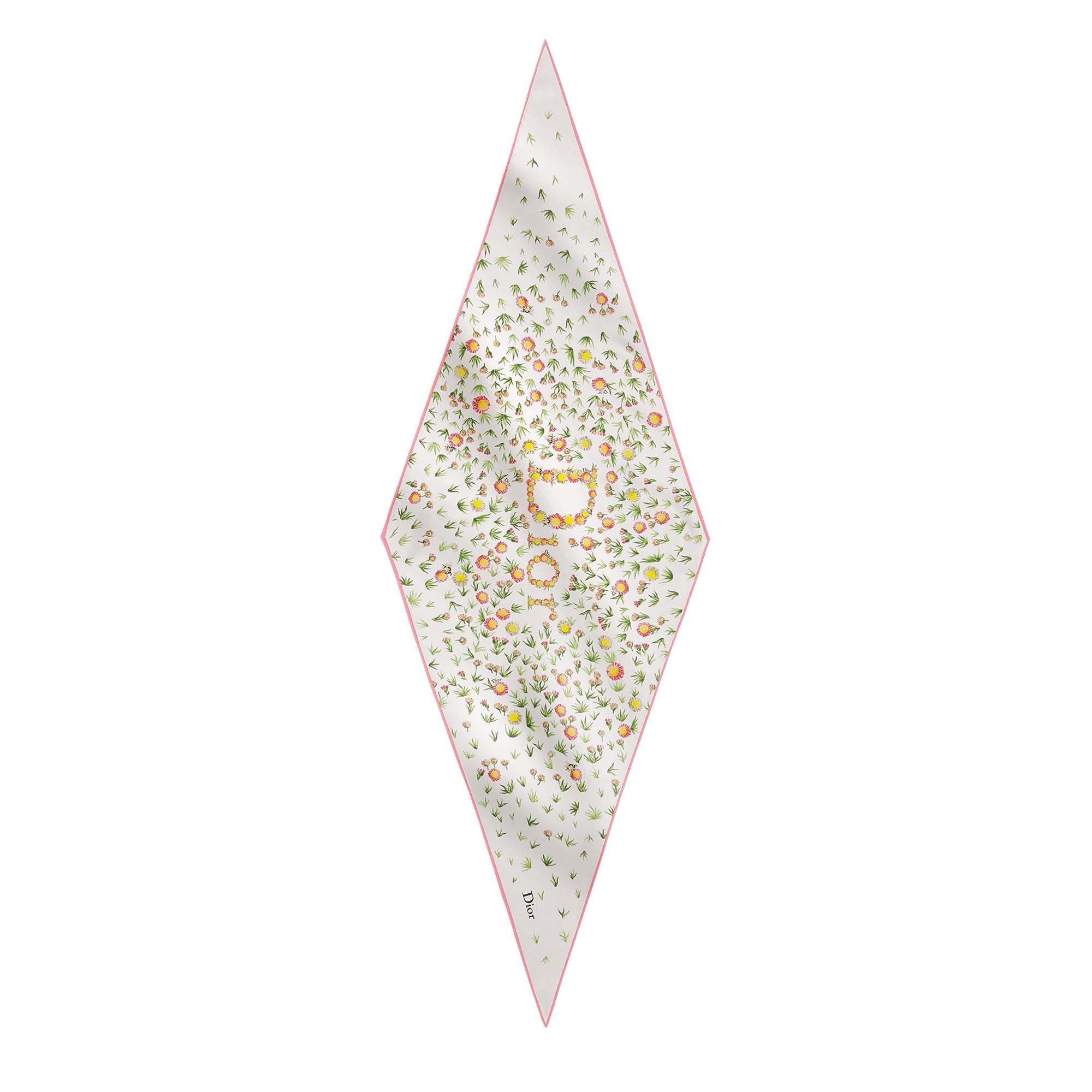 Daisy Garden Dior Diamond Ecru Multicolor Silk Twill E01
