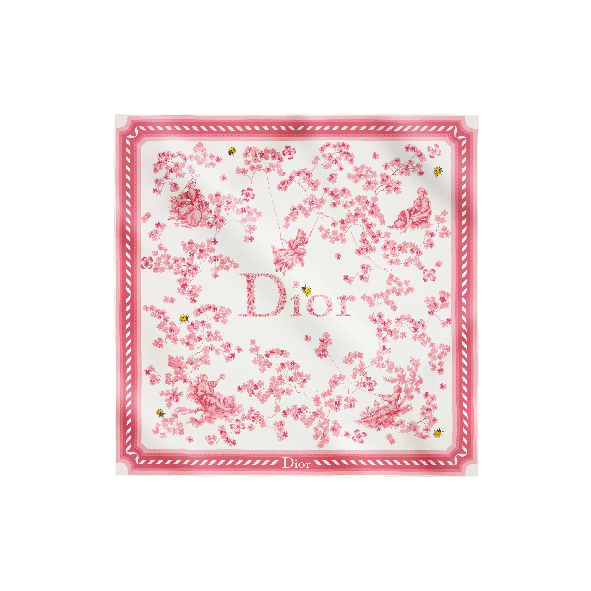  White and Pink Silk Twill