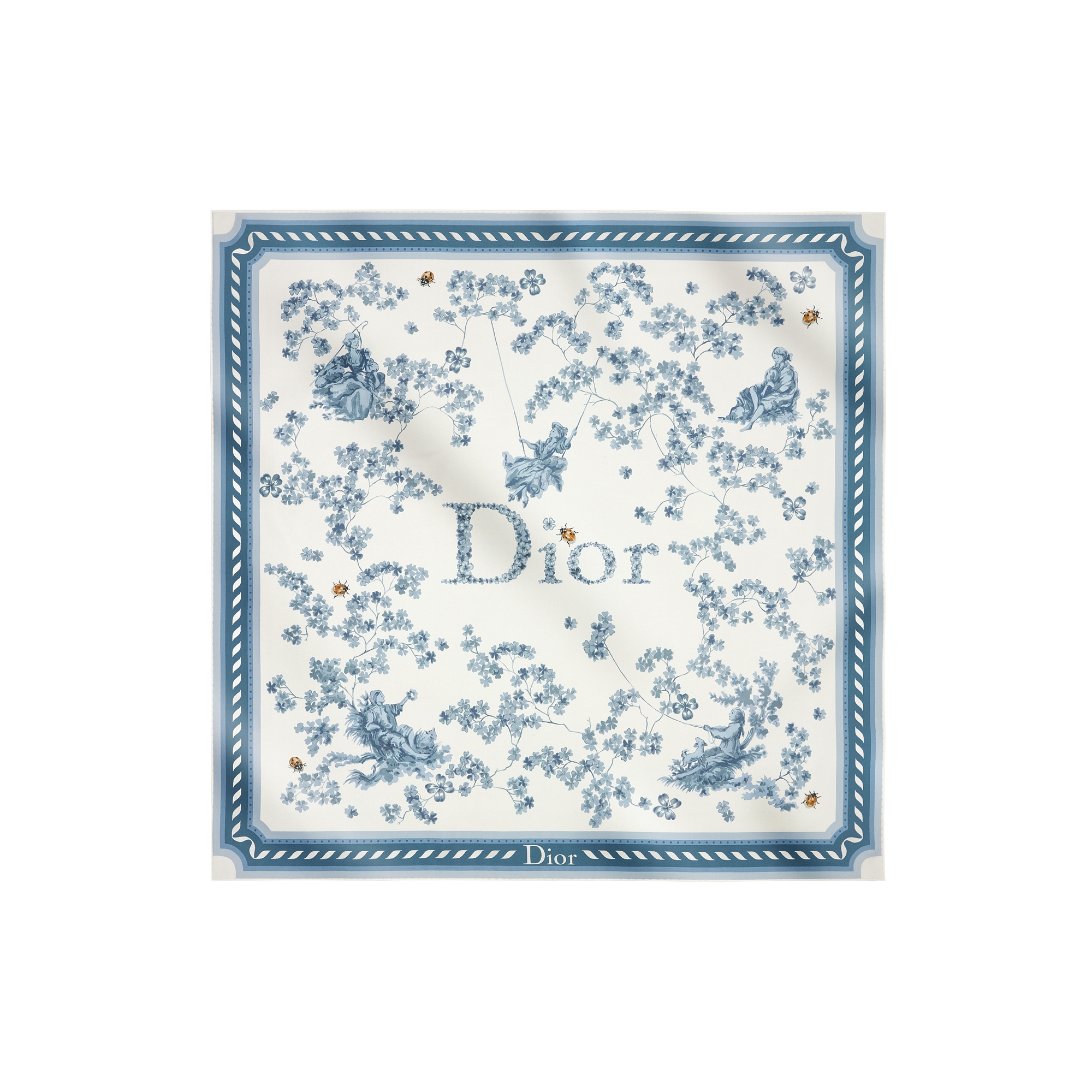  Twill de soie blanche et bleue