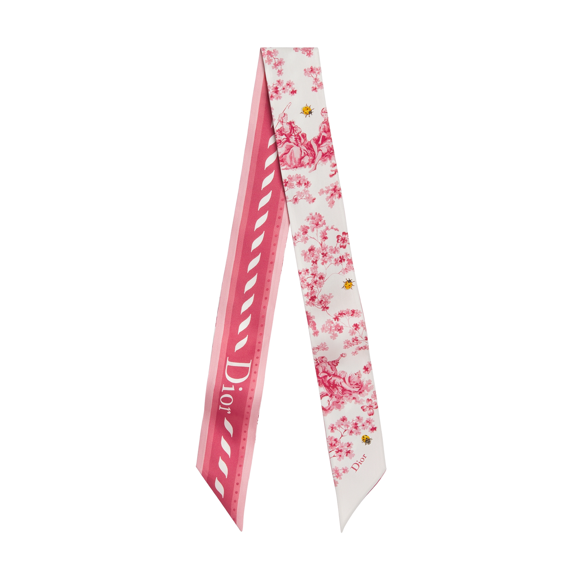  White and Pink Silk Twill