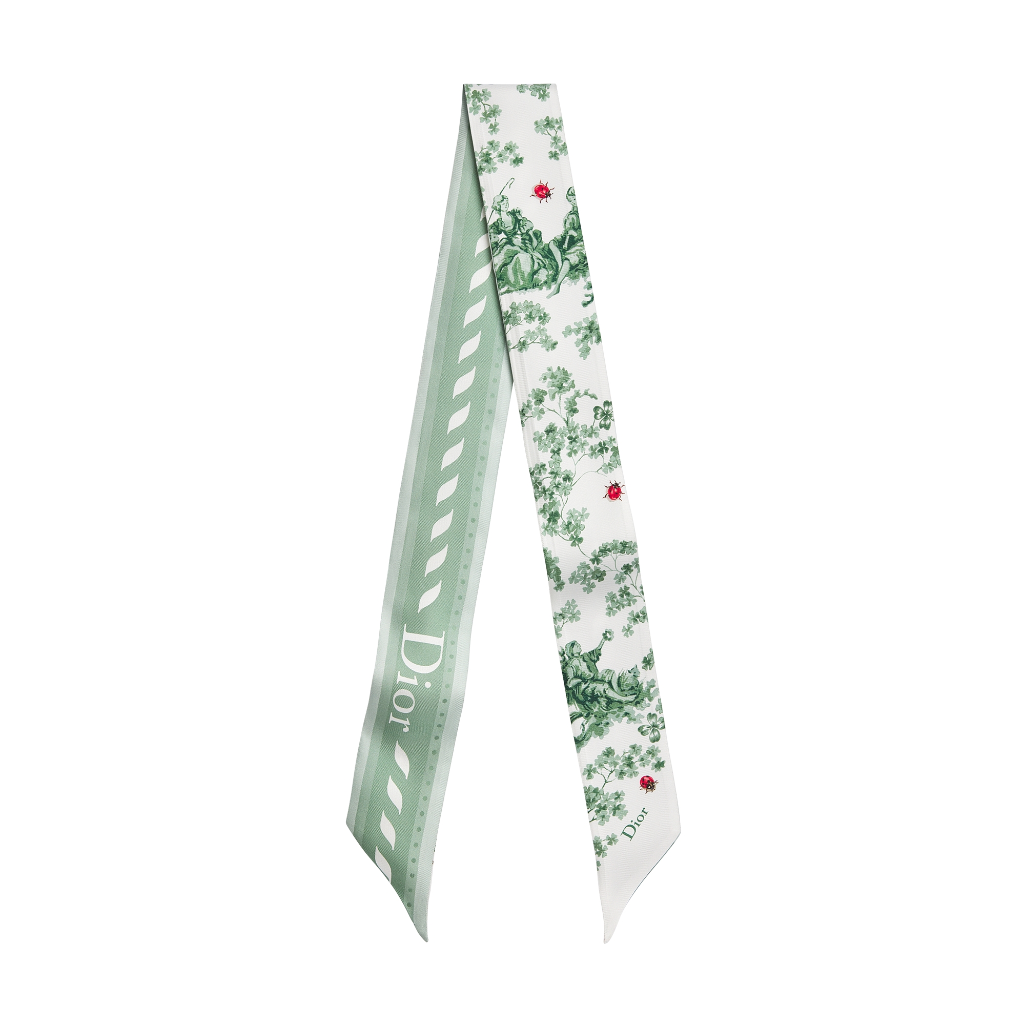 Toile de Jouy Clover Mitzah Scarf Green and White Silk Twill | DIOR