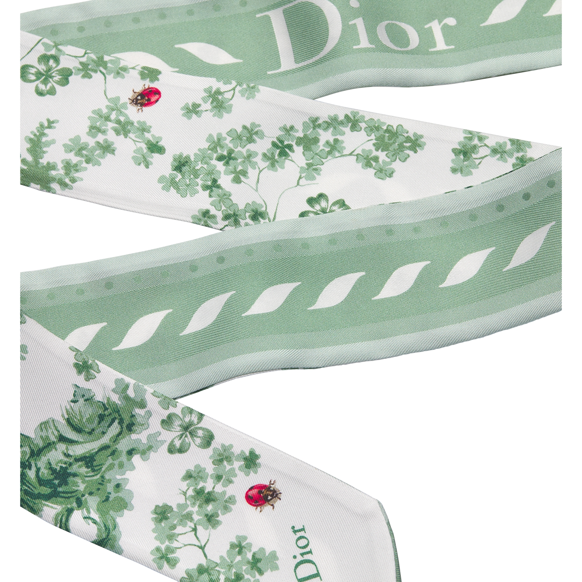 Toile de Jouy Clover Mitzah Scarf Green and White Silk Twill E10