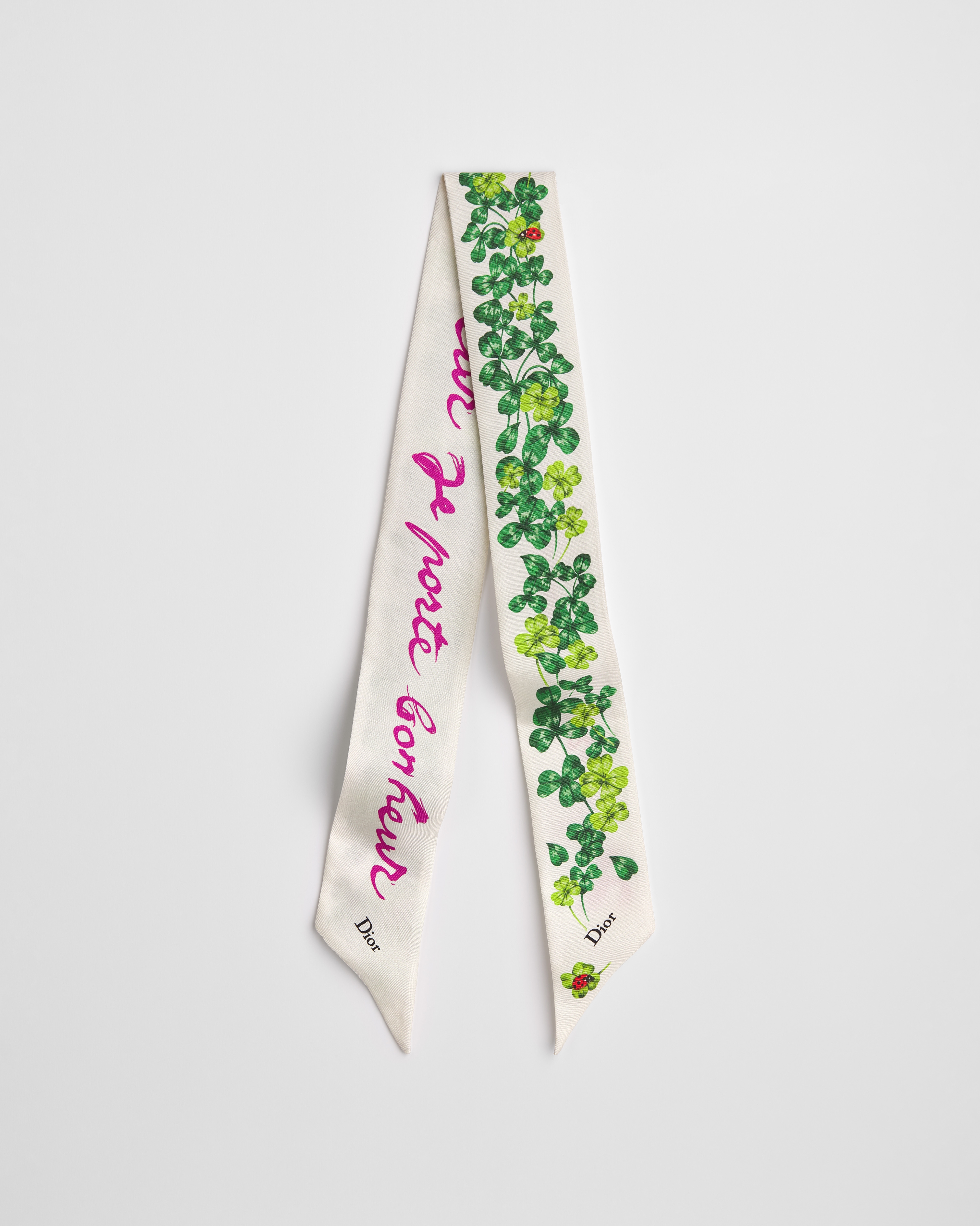 Dior Clover Mitzah Scarf Green and Fuchsia Silk Twill E02