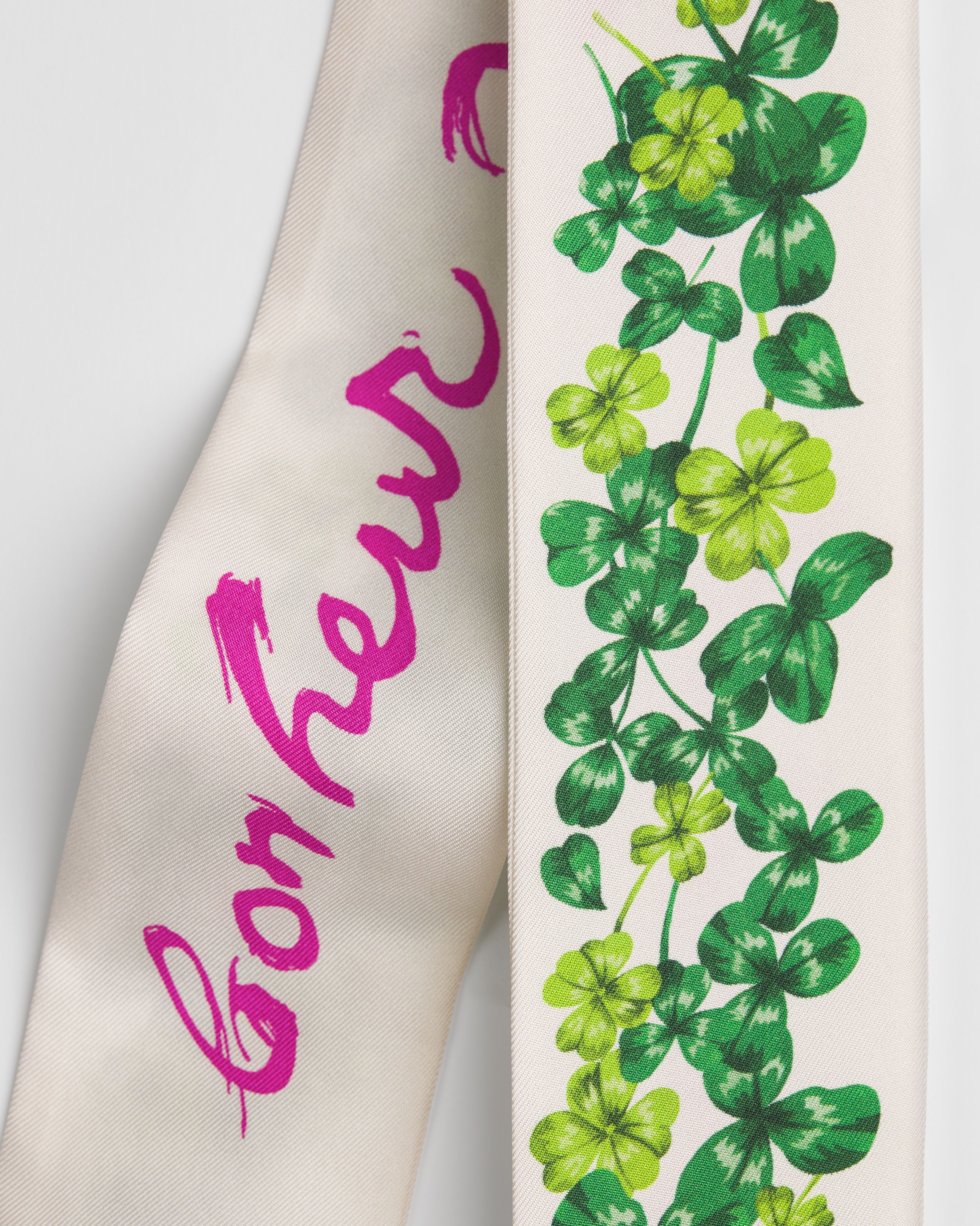 Dior Clover Mitzah Scarf Green and Fuchsia Silk Twill E10