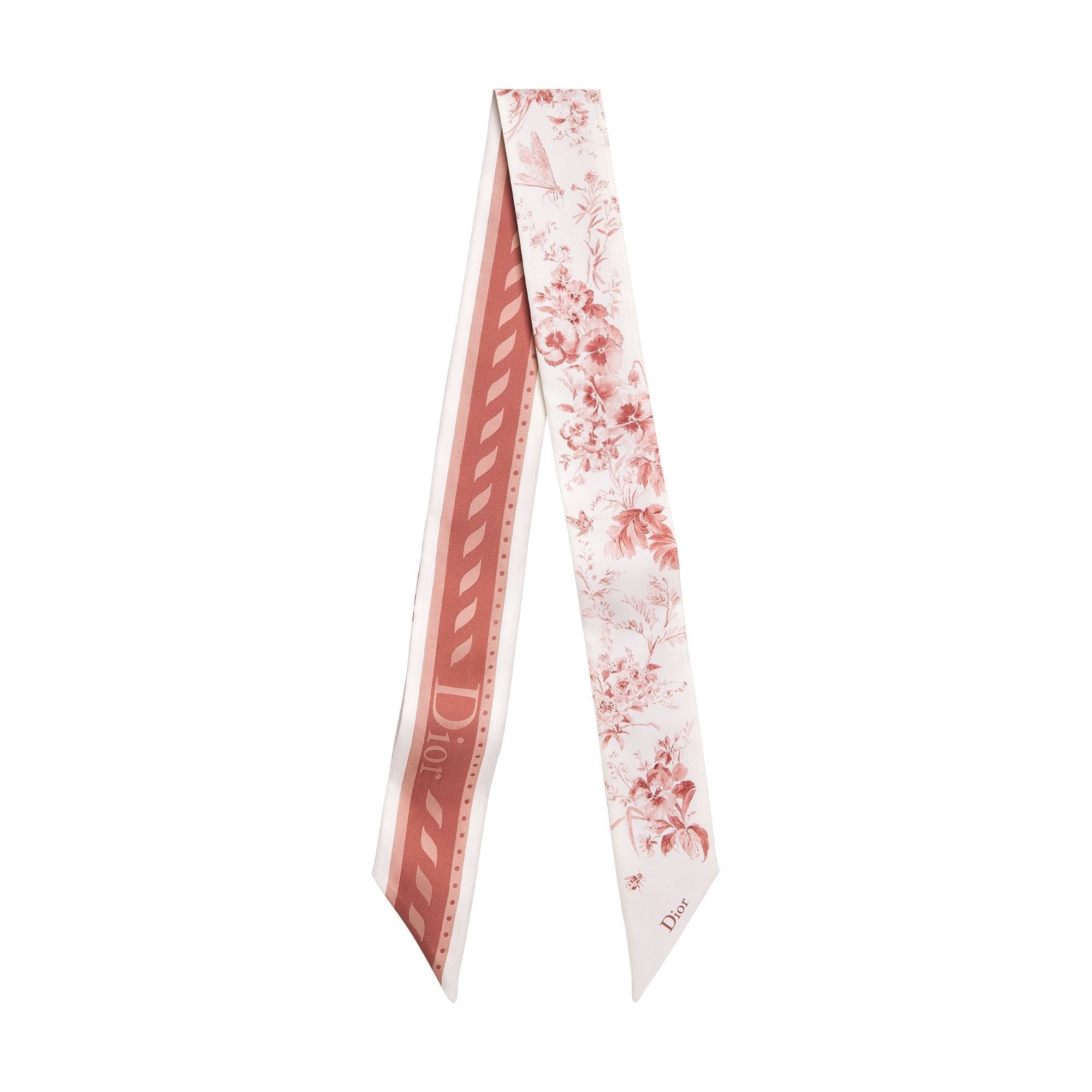  White and Pink Silk Twill