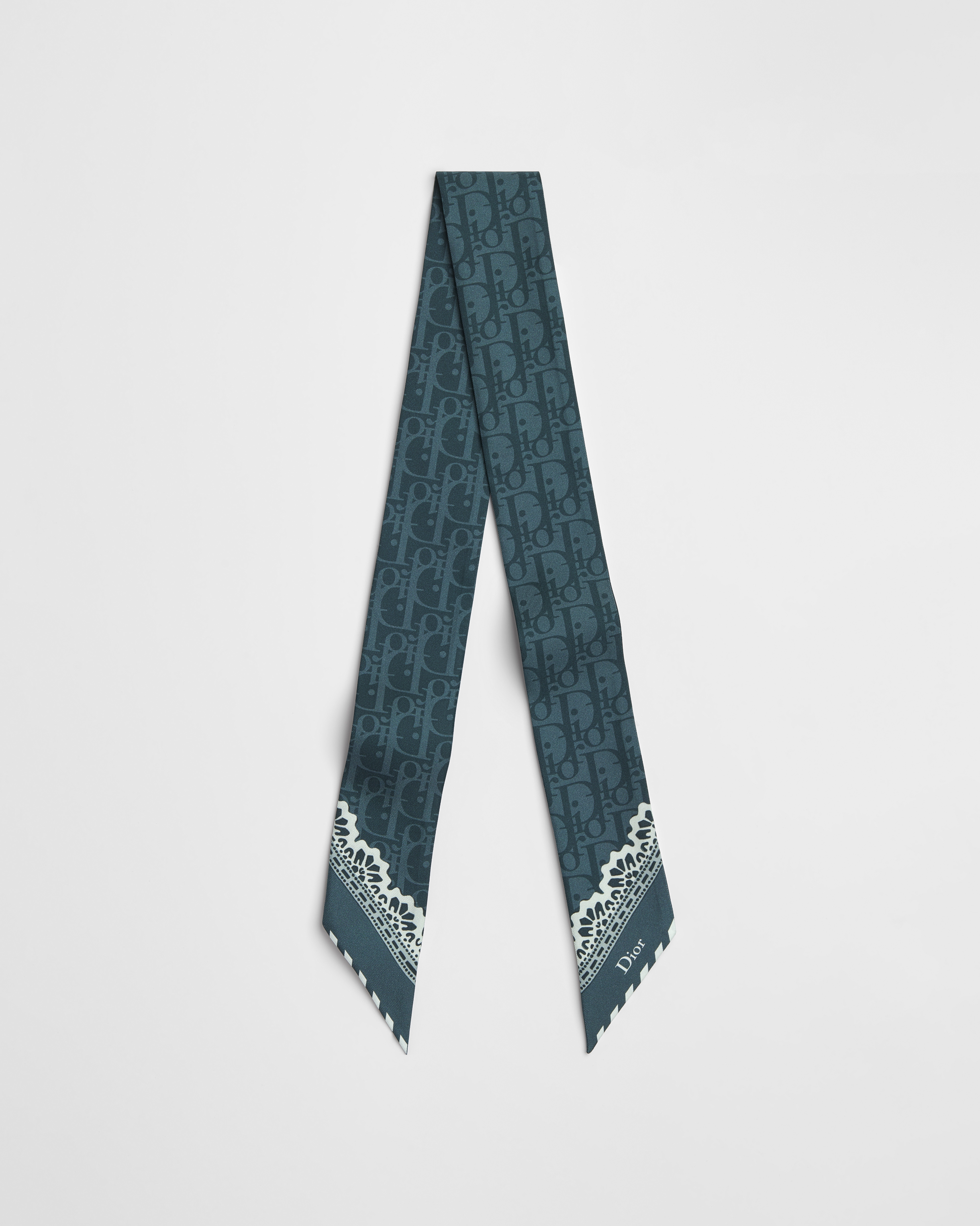 Mitzah Dior Médaillon Twill de soie bleu marine et blanche E01