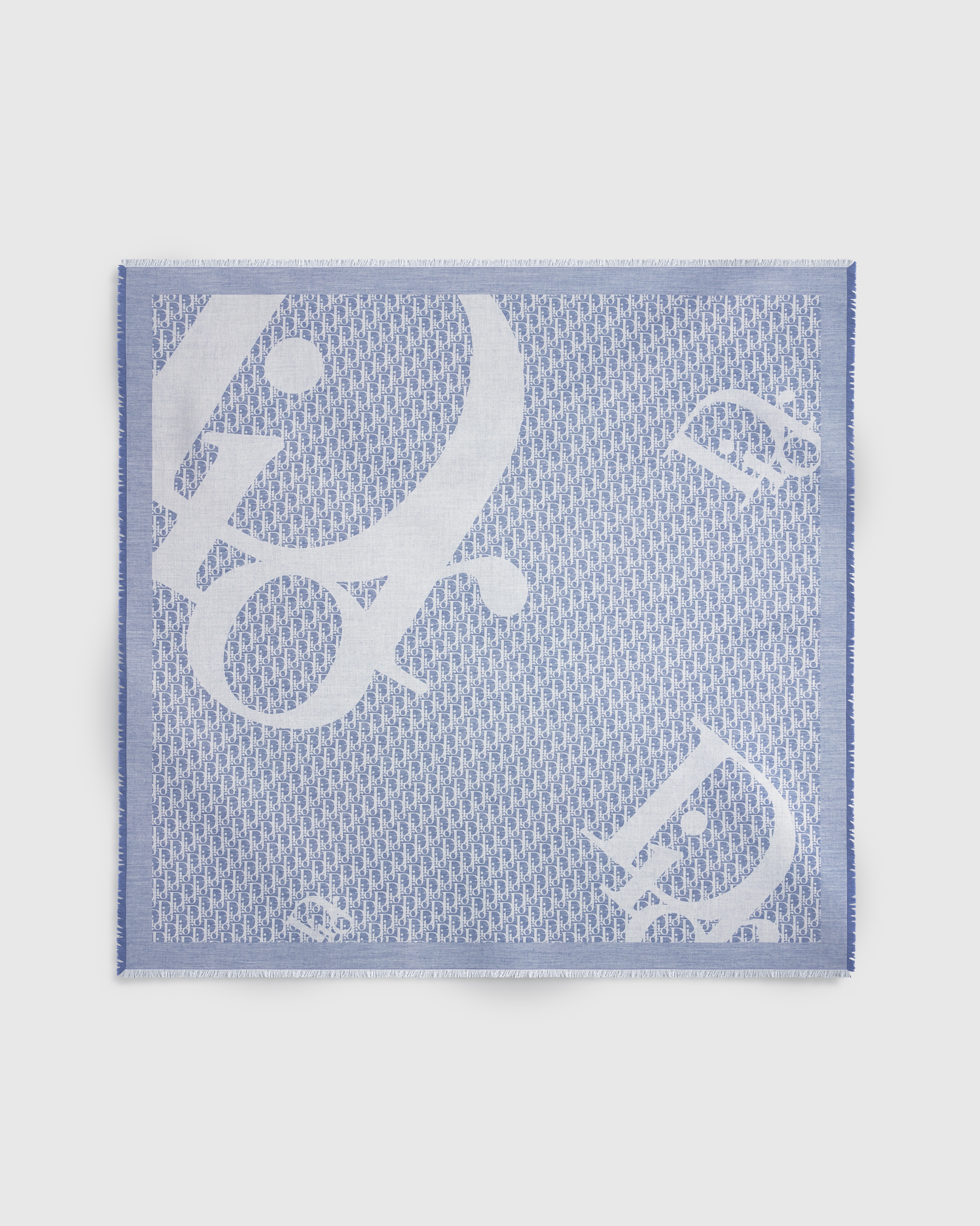 Dior Infini-sjaal Denimblauwe katoen-, kasjmier- en zijdejacquard E01