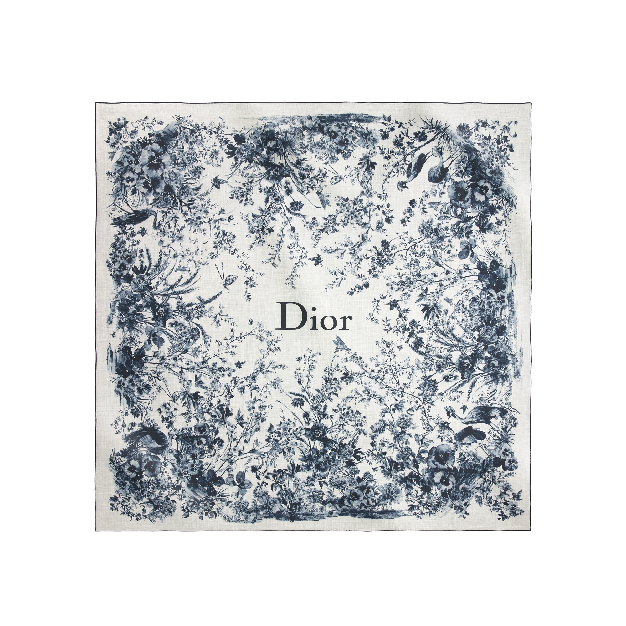  Lã e seda brancas e azul-marinho