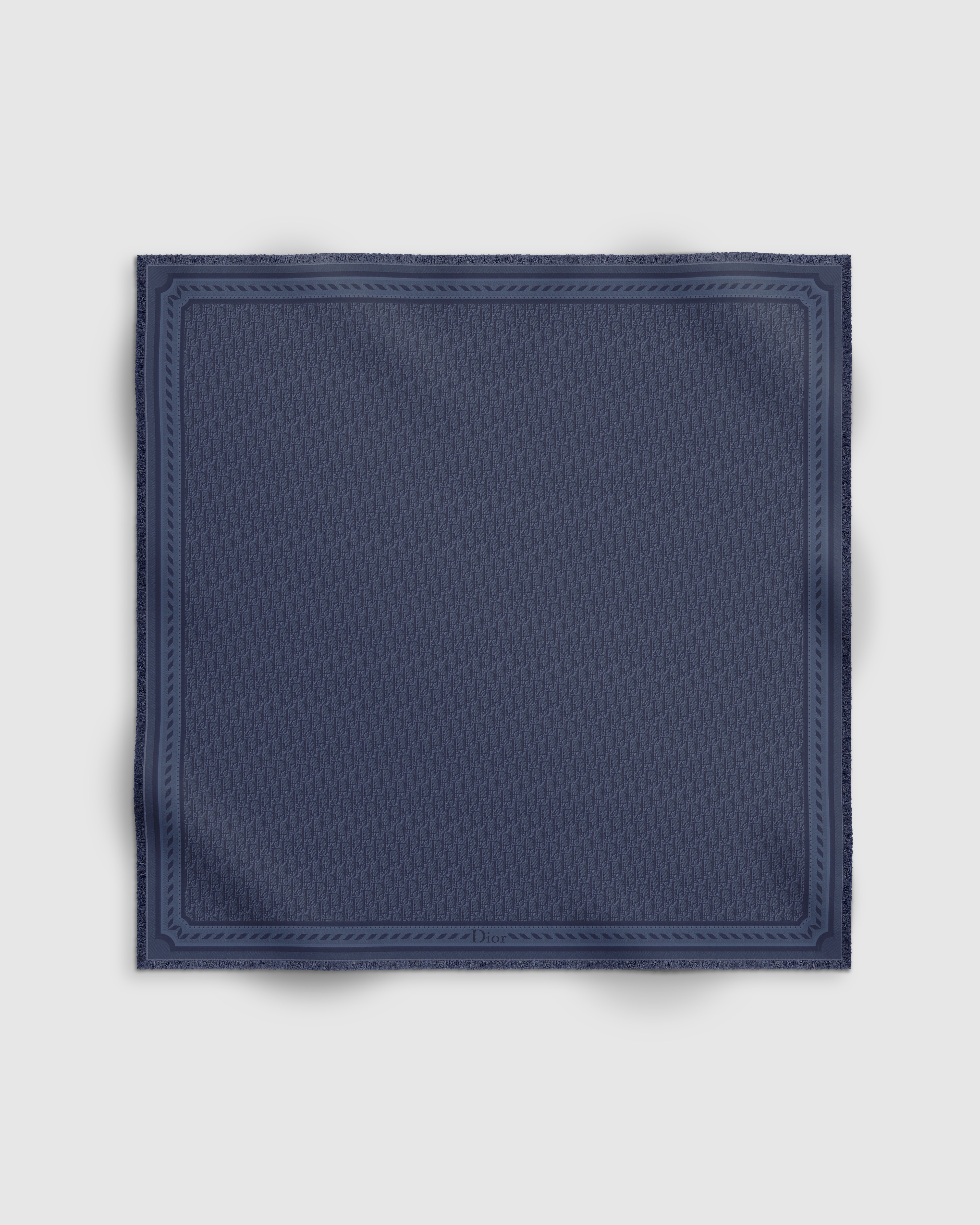 Dior Oblique Shawl Deep Blue Silk and Wool Jacquard E01