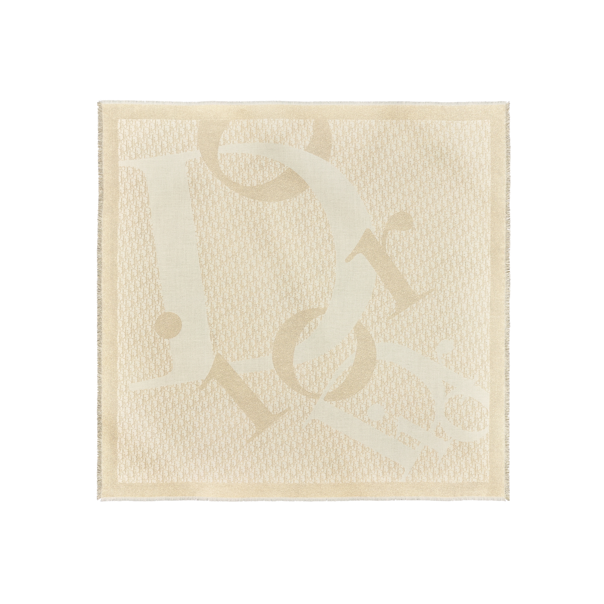 Dior Infini Shawl Beige Virgin Wool Blend and Metallic Thread E01