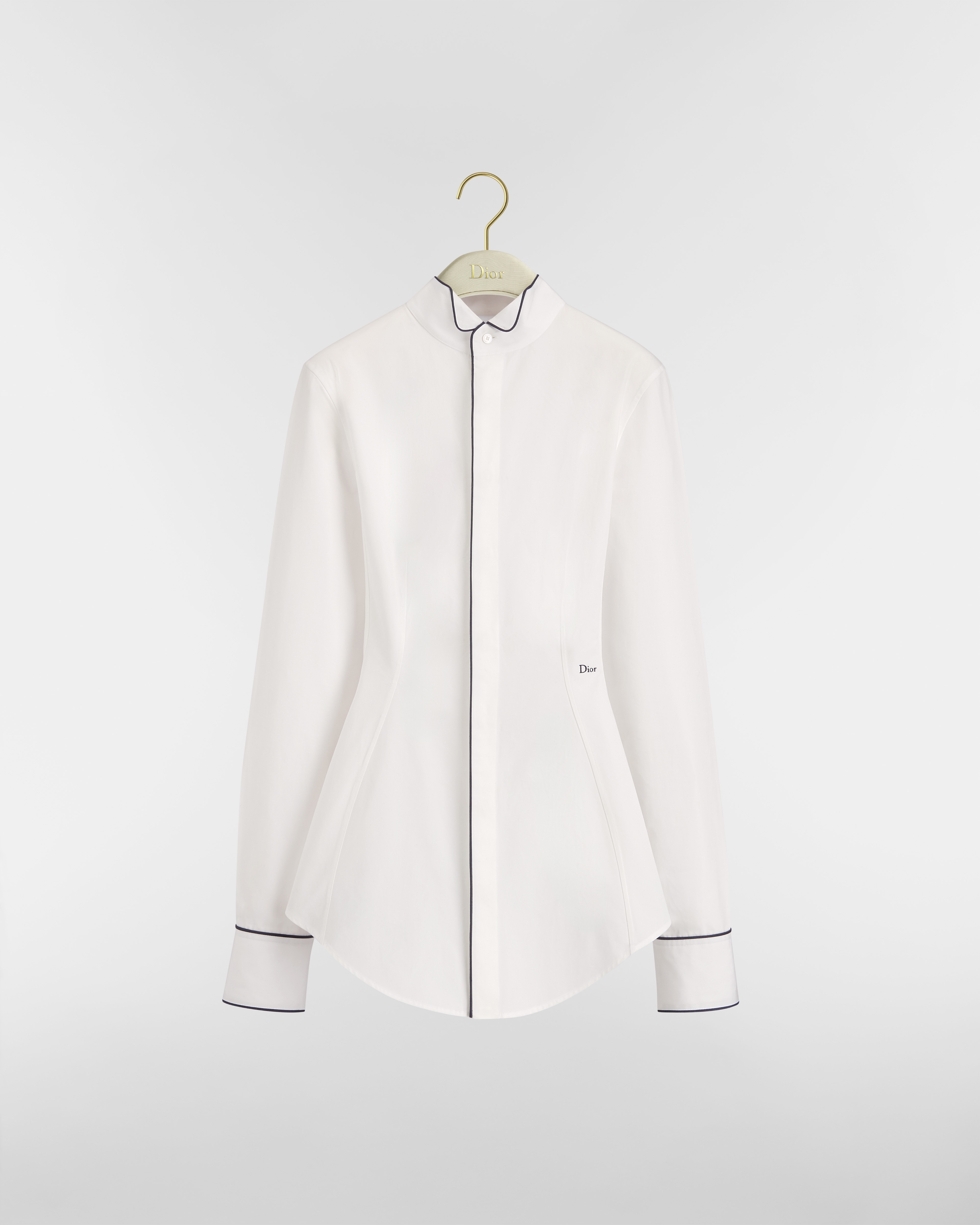 Blusa entallada Popelina de algodón blanca E01