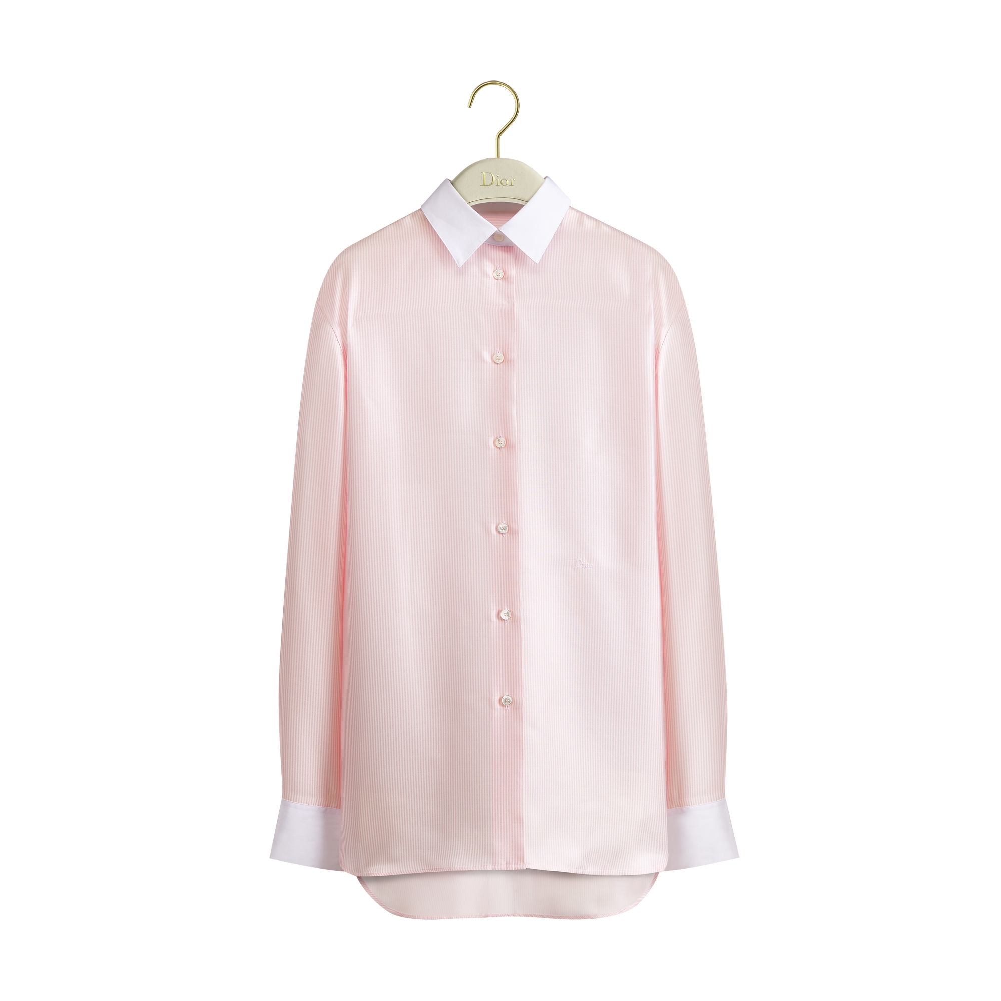 Dioriviera Blouse Pink and White D-Stripes Silk Twill E01