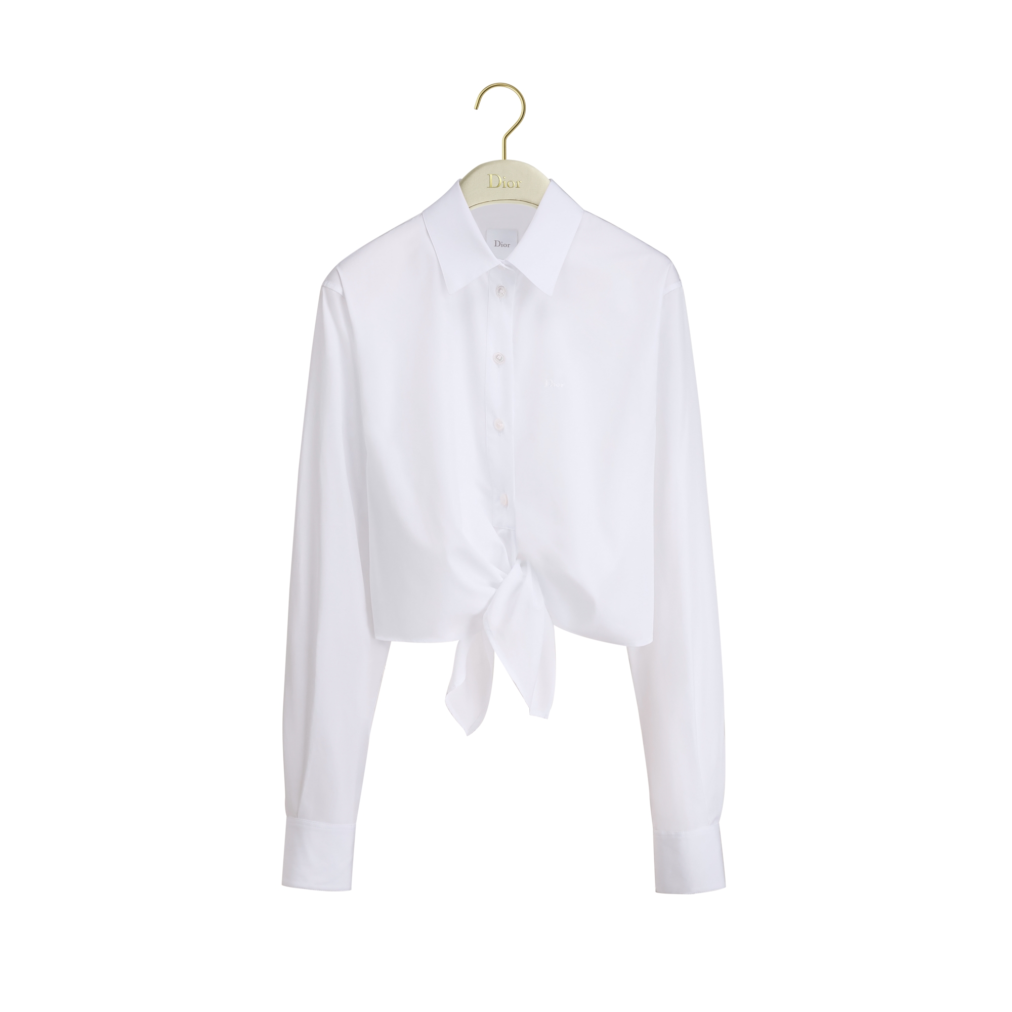 Dioriviera Tied Cropped Blouse White Cotton Poplin E01