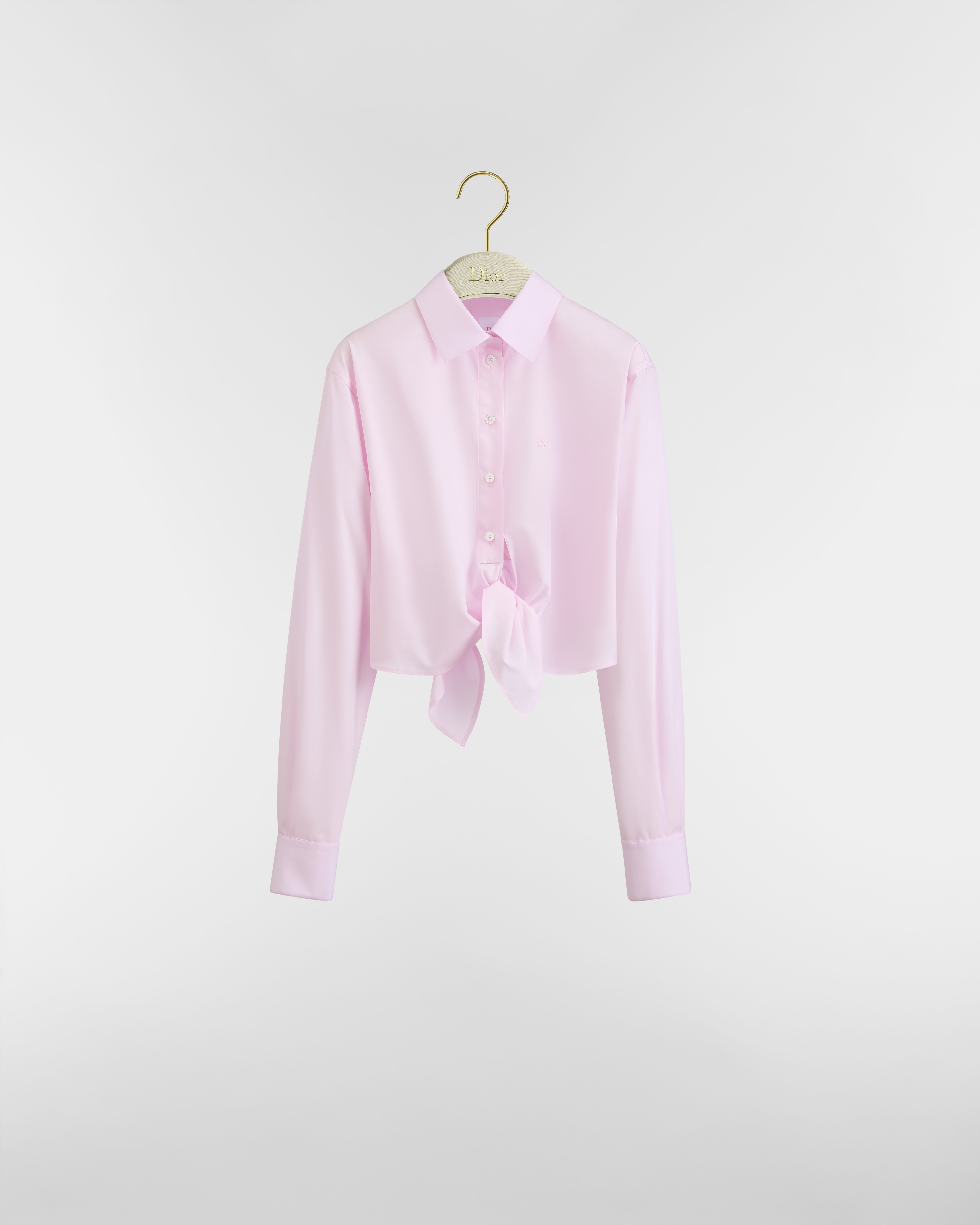 Blusa Dioriviera cropped com amarração Popeline de algodão rosa E01