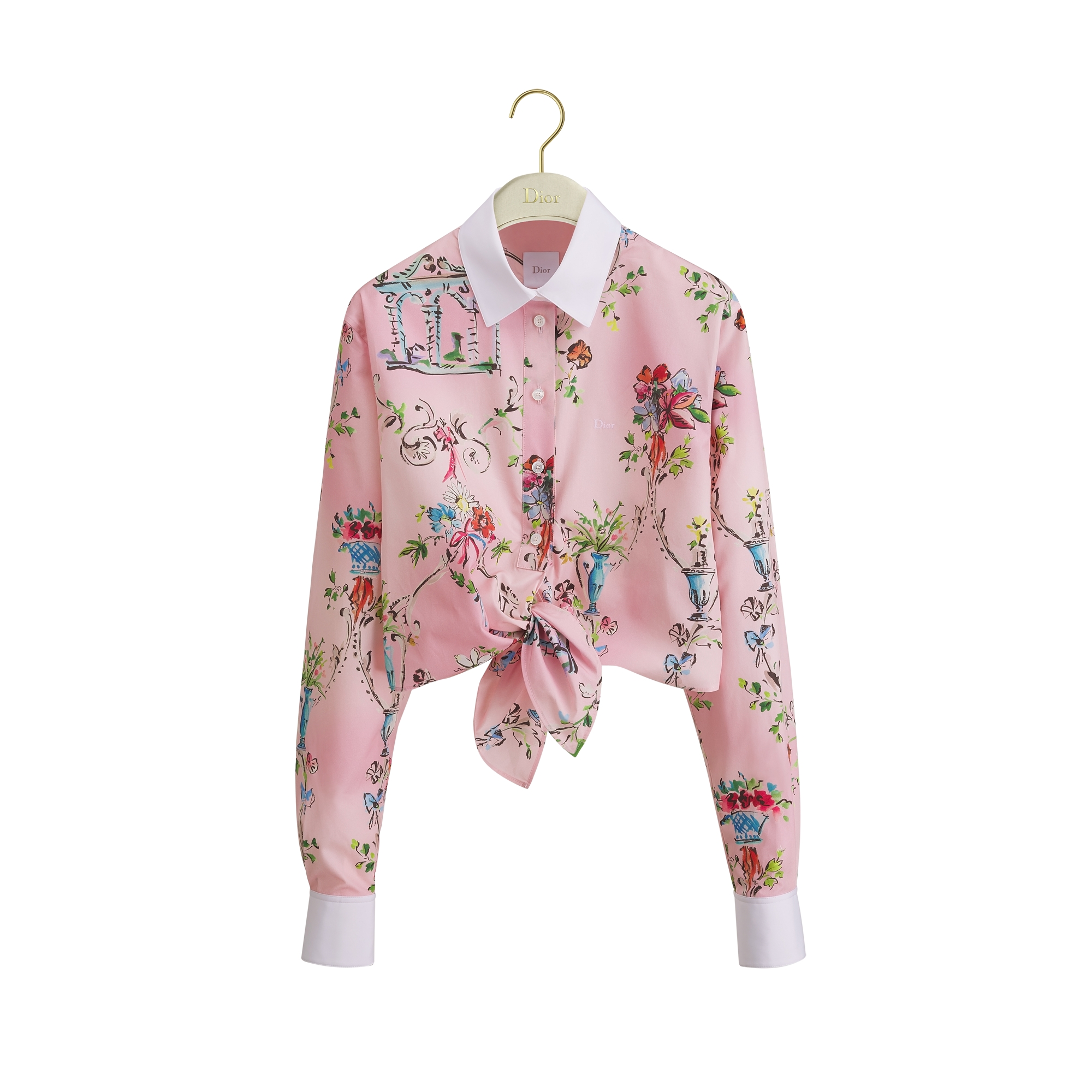 Blusa Dioriviera cropped com amarração Popeline de algodão rosa