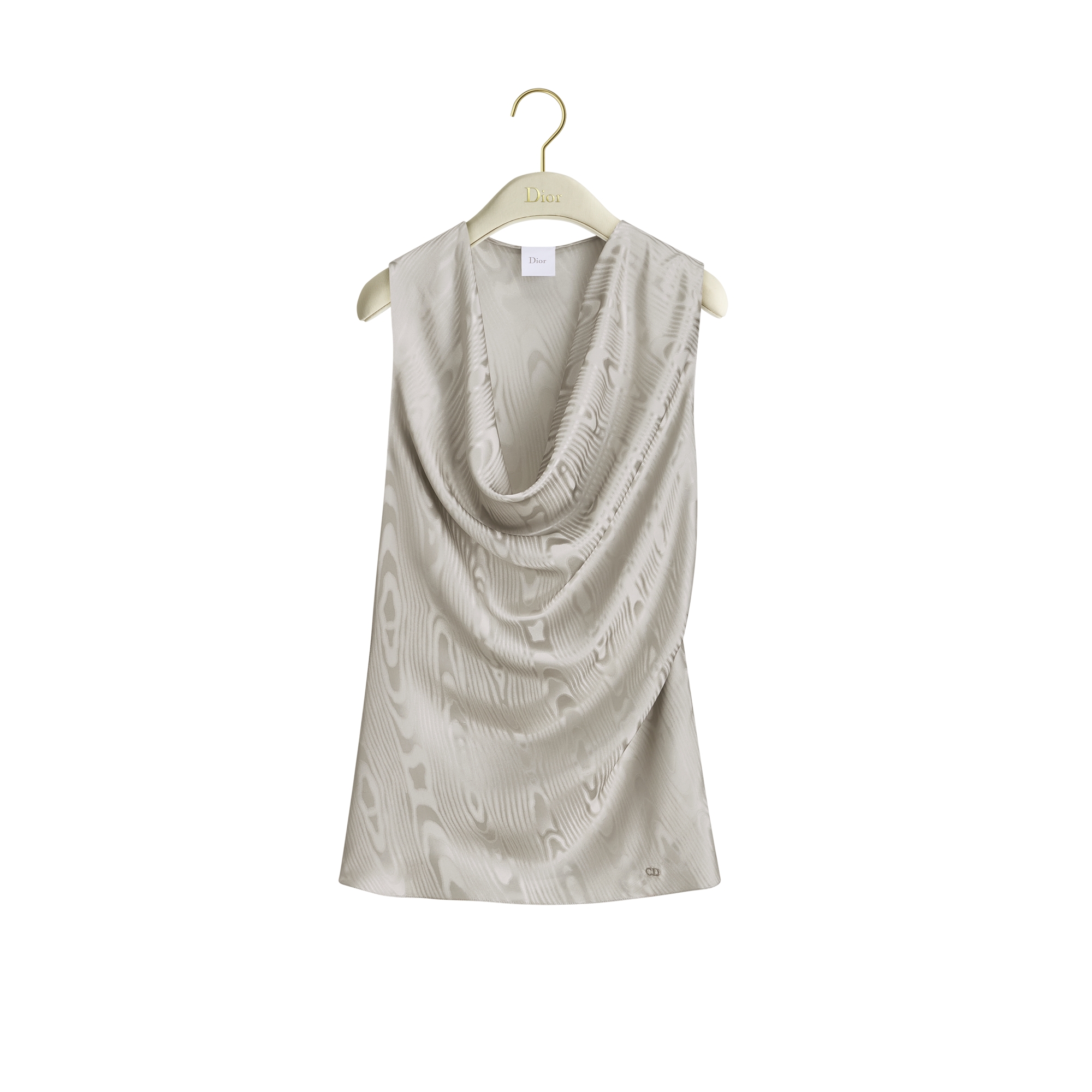 Draped Top Gray Moiré-Effect Silk Jacquard E01