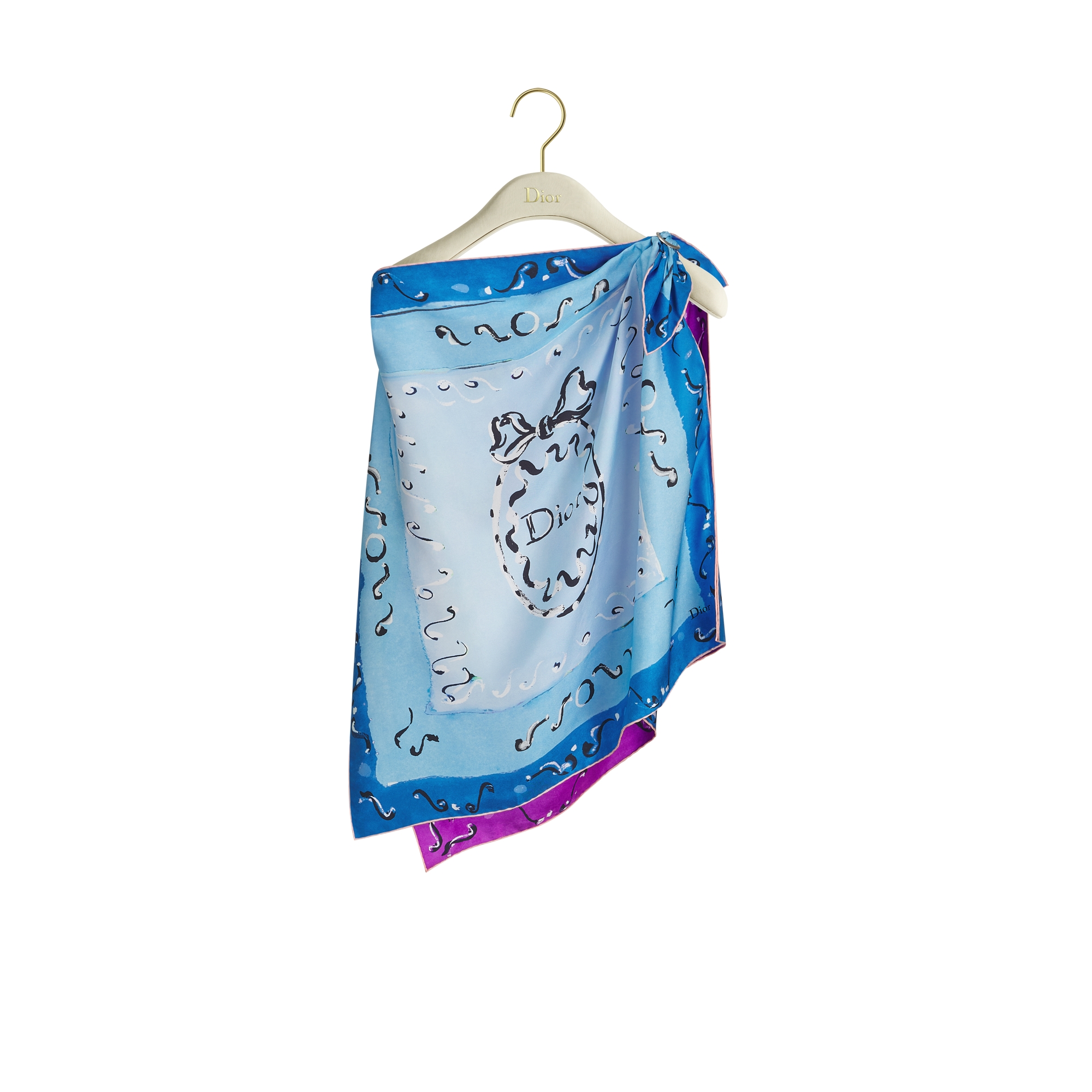  Zijde met blauw veelkleurig Delicate Ribbon-motief