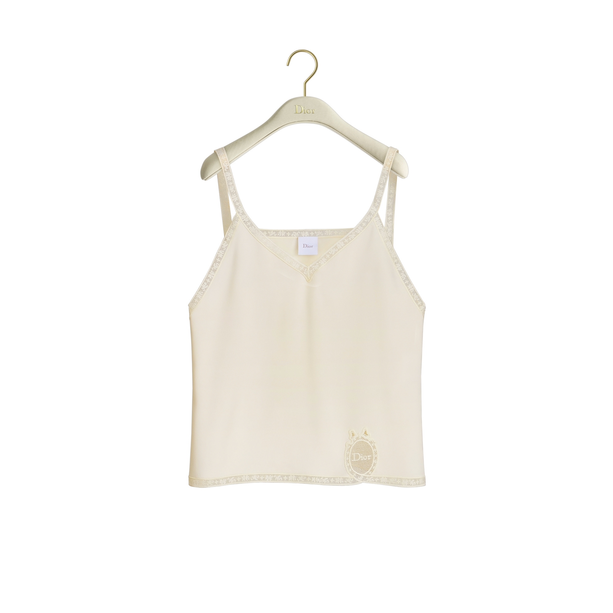 Dior Médaillon Embroidered Tank Top Ecru Silk Crepe | DIOR