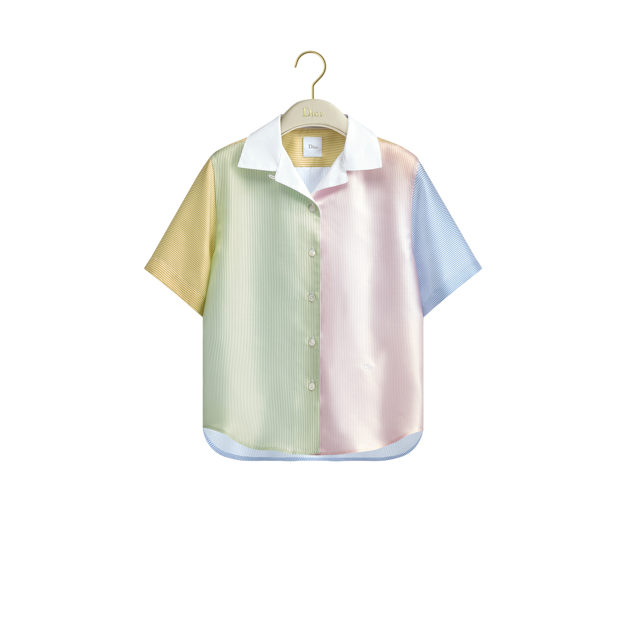 Blusa Dioriviera de manga corta Sarga de seda D-Stripes multicolor