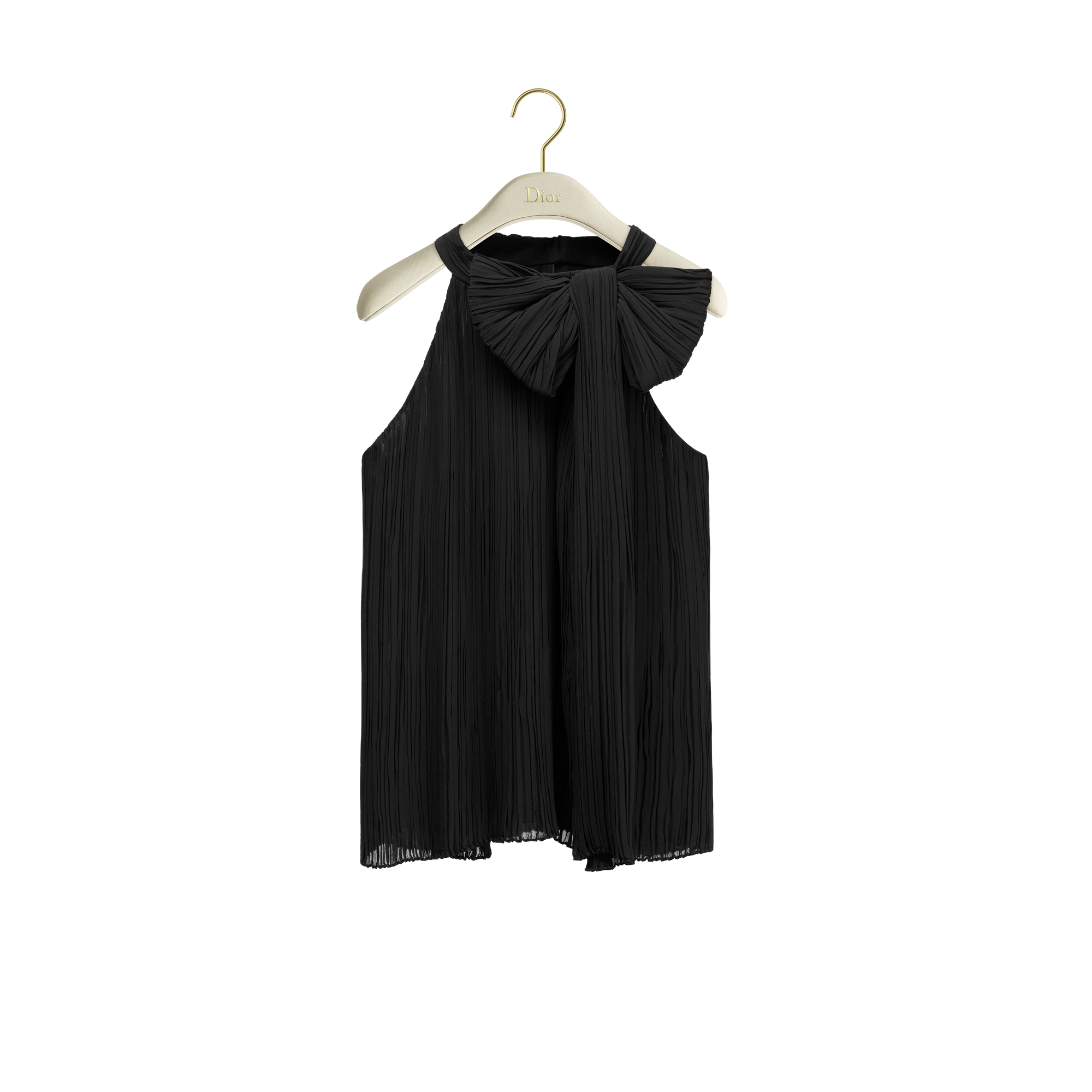 Pleated Top with Bow Black Silk Georgette | DIOR