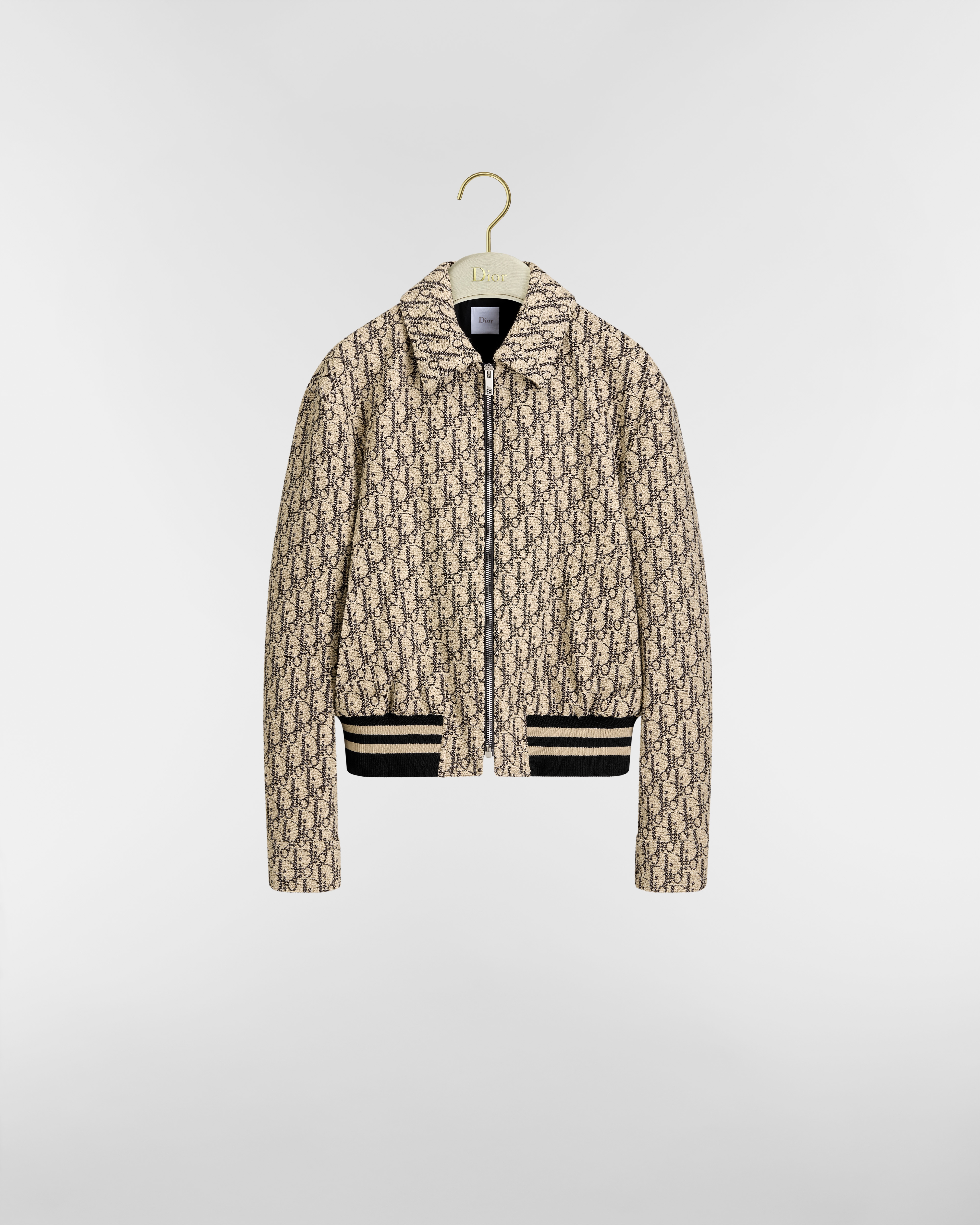 Dioriviera Jacke mit Reißverschluss Wendbarer, weicher Dior Oblique Tweed aus Baumwollmischung in Beige E01