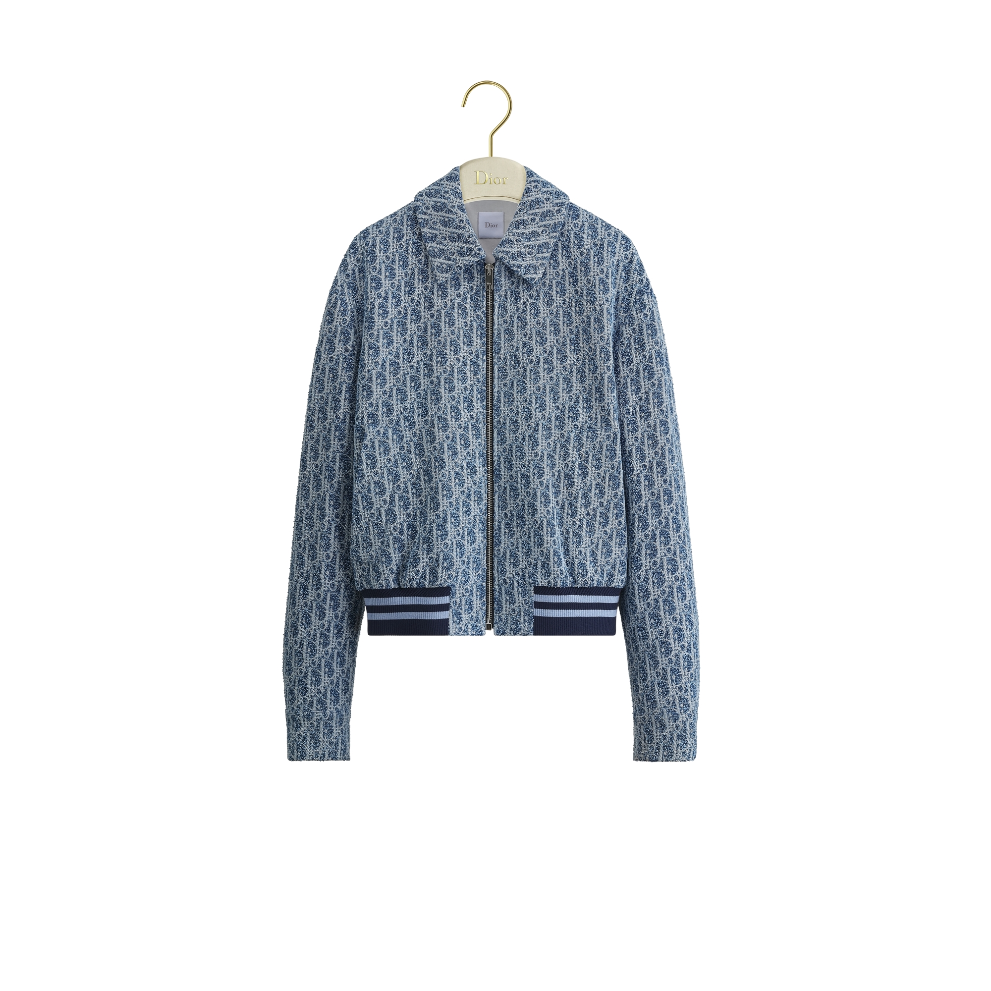 Dioriviera Zipped Jacket Blue Spongy Dior Oblique Double-Faced Cotton-Blend Tweed E01