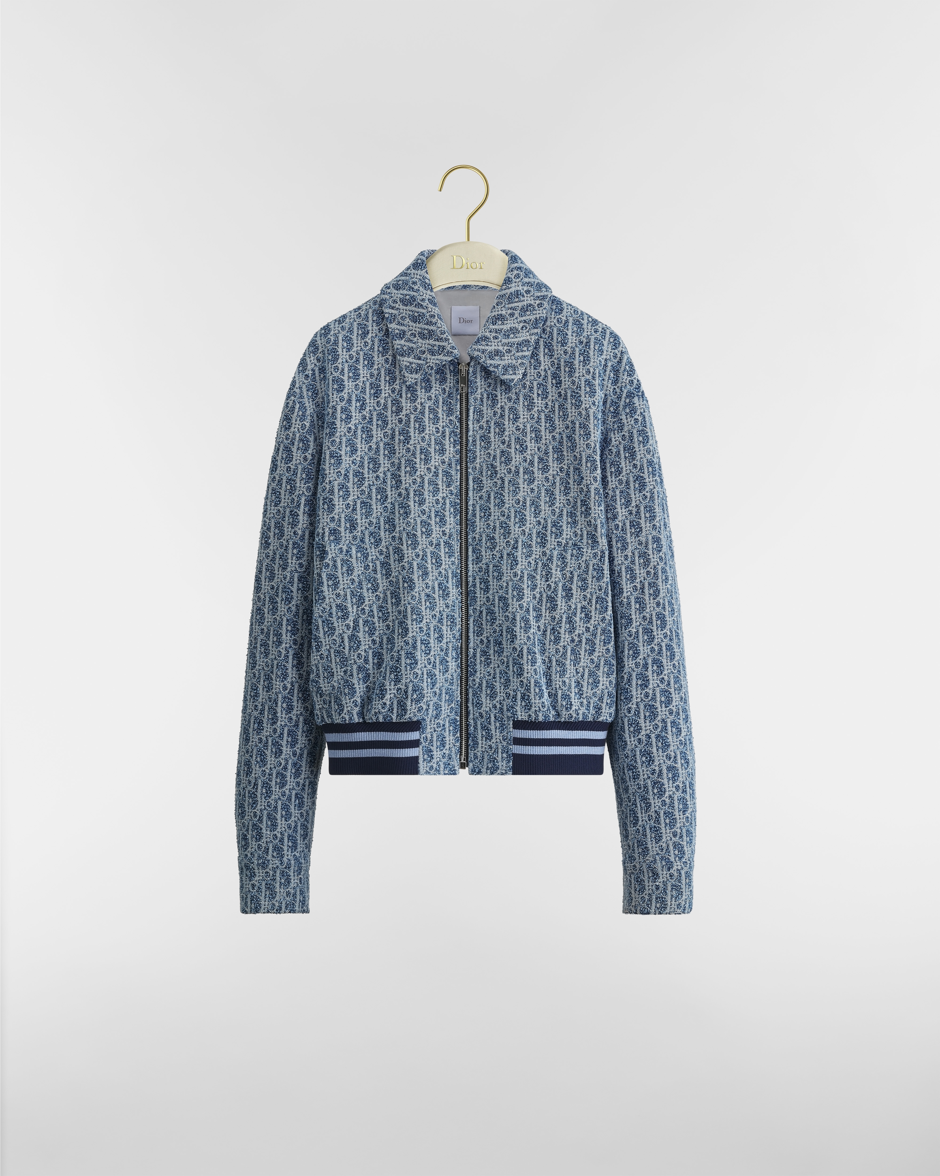 Dioriviera Zipped Jacket Blue Spongy Dior Oblique Double-Faced Cotton-Blend Tweed E01