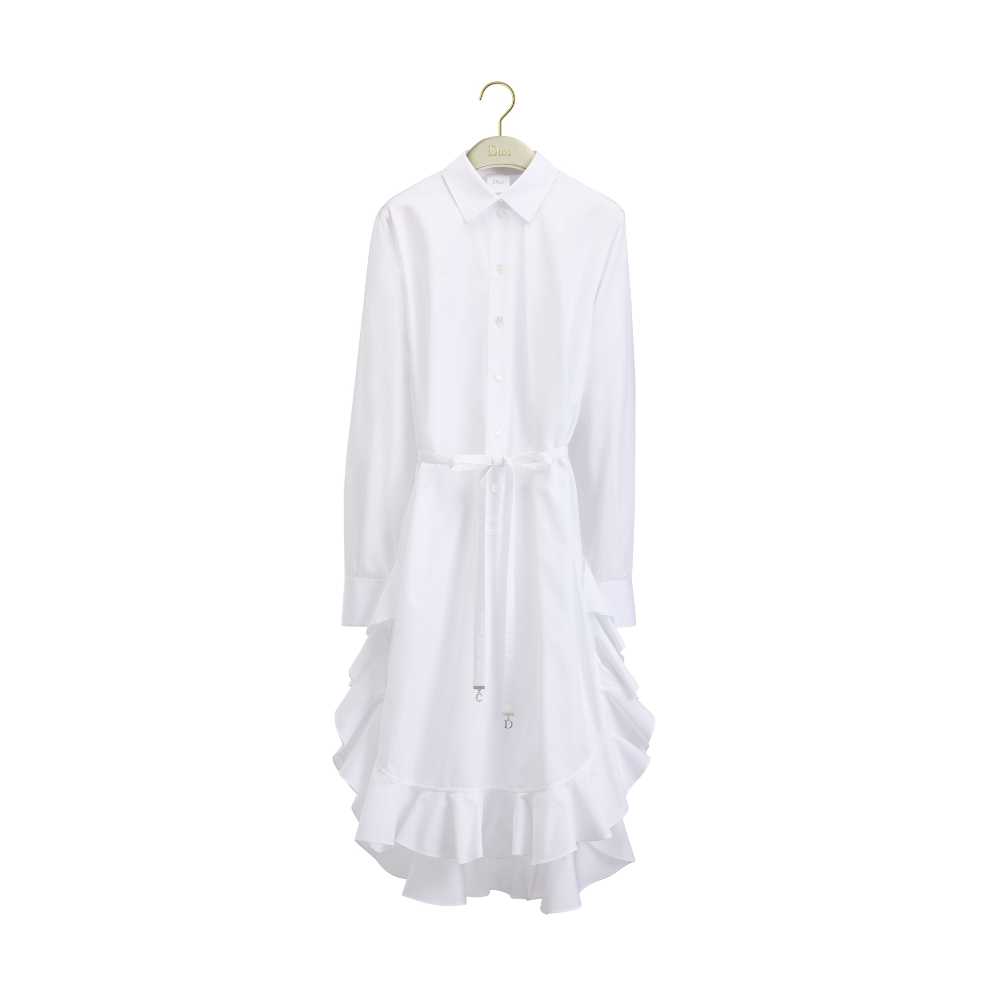 Dioriviera Mid-Length Ruffled Dress White Cotton Poplin | DIOR