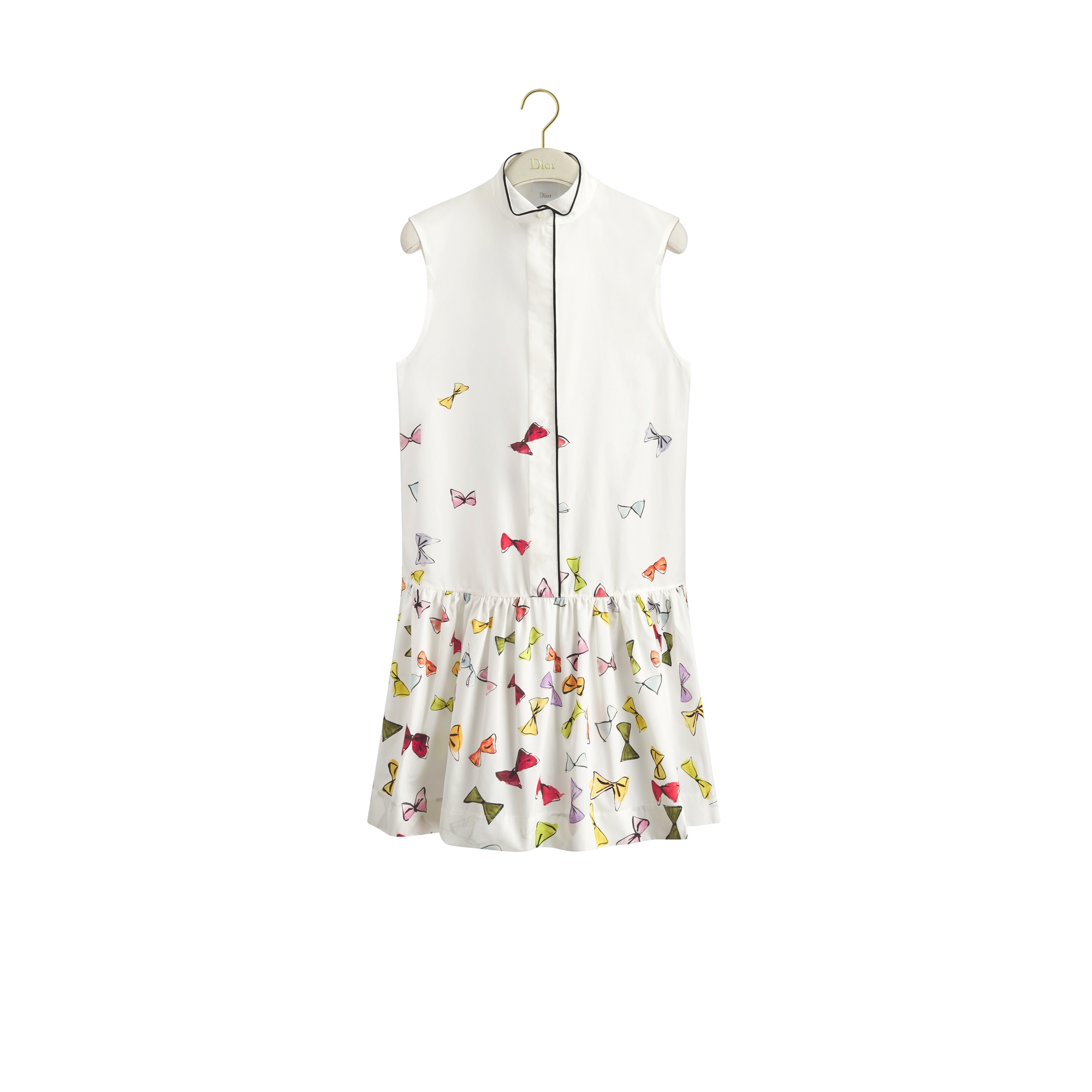 Dioriviera Short Flared Dress White Cotton Poplin with Multicolor Dior Bows  Motif | DIOR