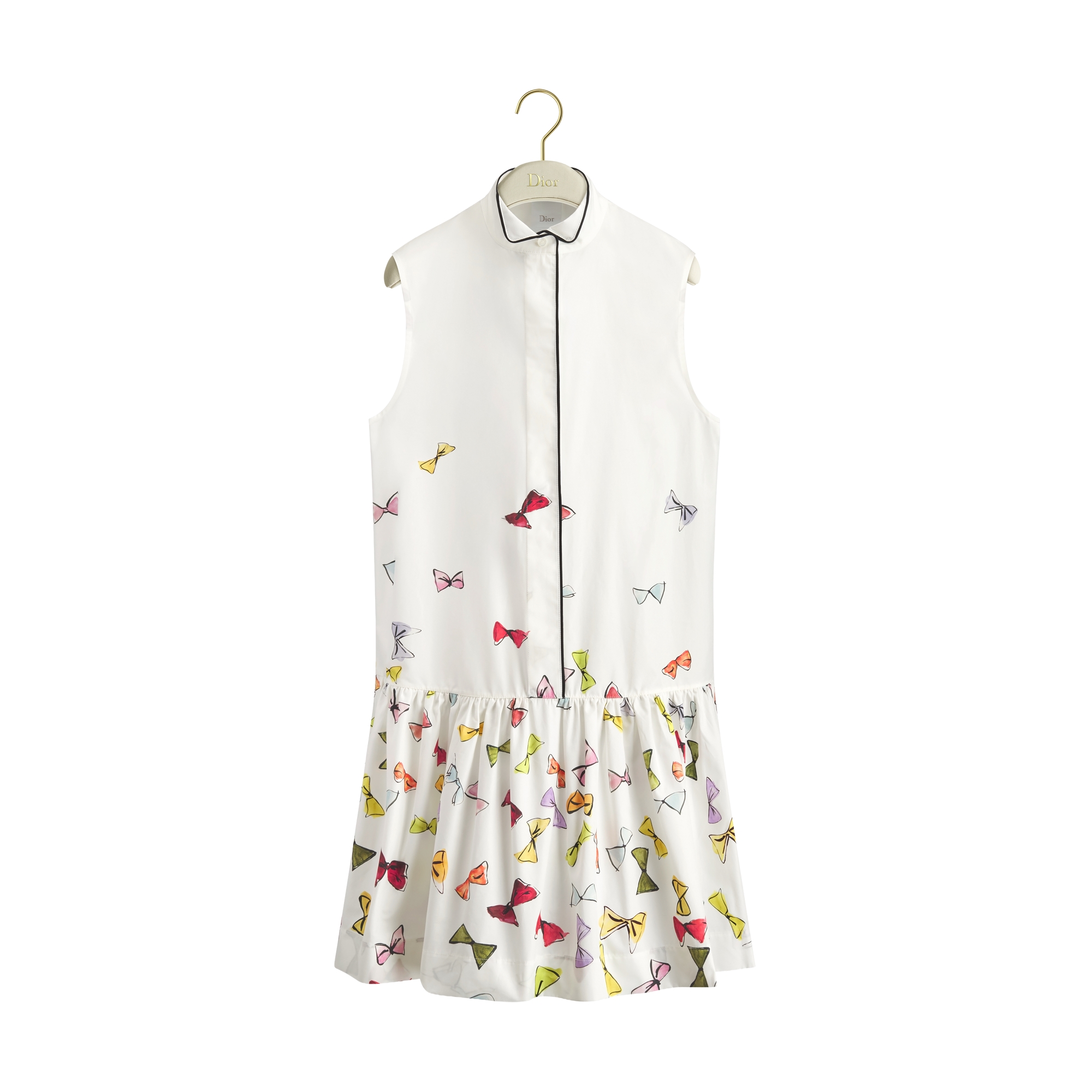 Dioriviera Short Flared Dress White Cotton Poplin with Multicolor Dior Bows Motif E01