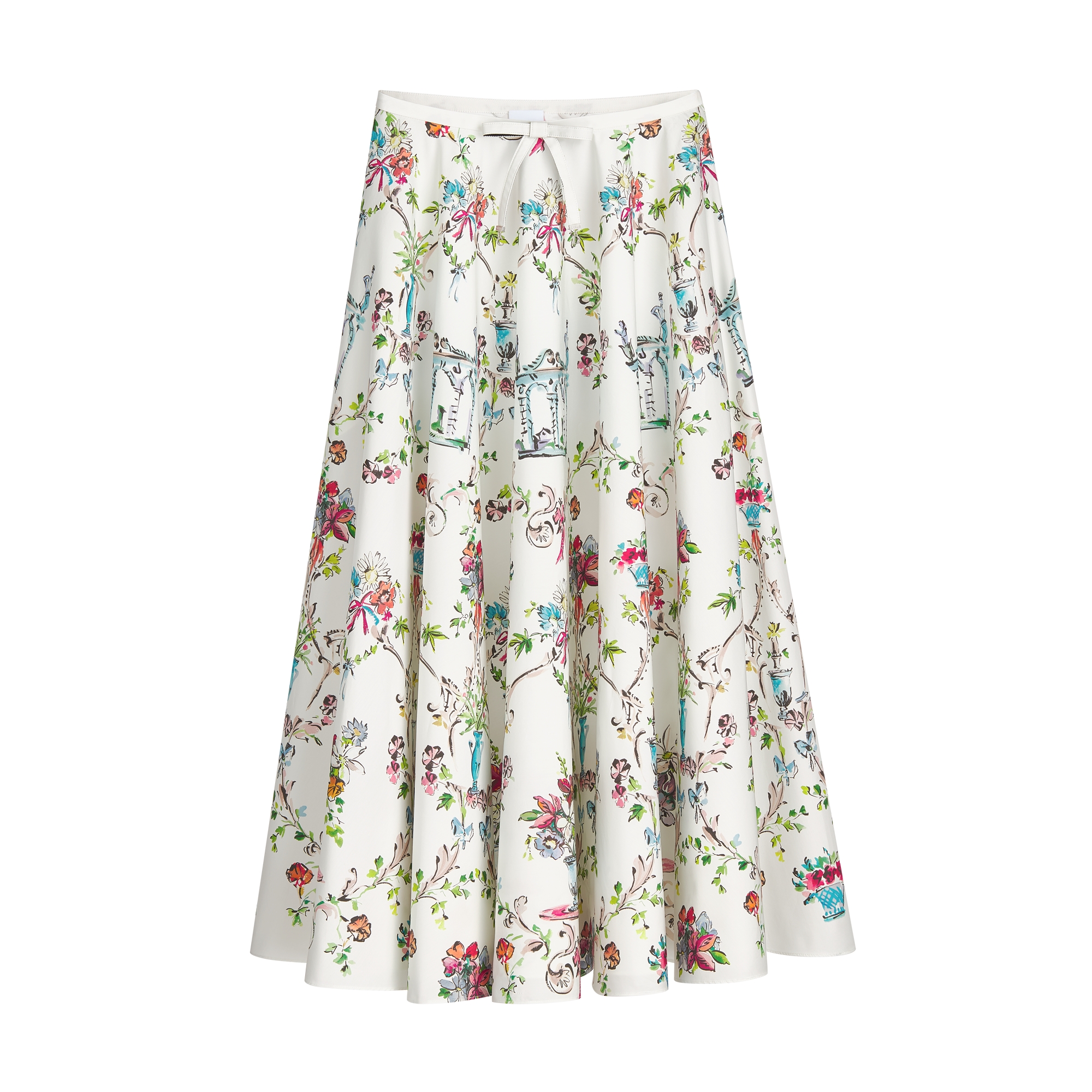  Witte katoenpoplin met veelkleurig Dior Arabesque-motief
