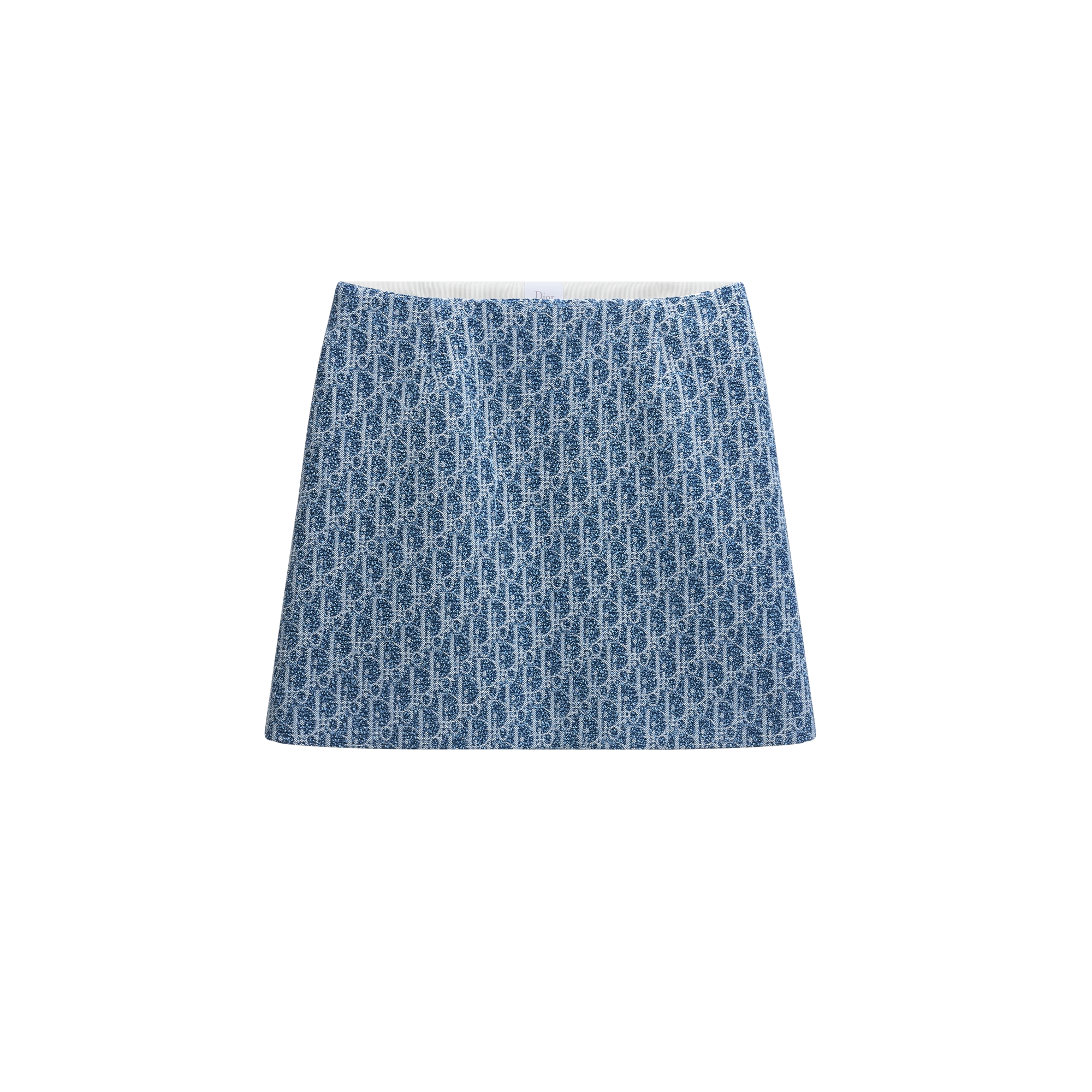Dioriviera Flared Miniskirt Blue Spongy Dior Oblique Double-Faced Cotton-Blend Tweed E01