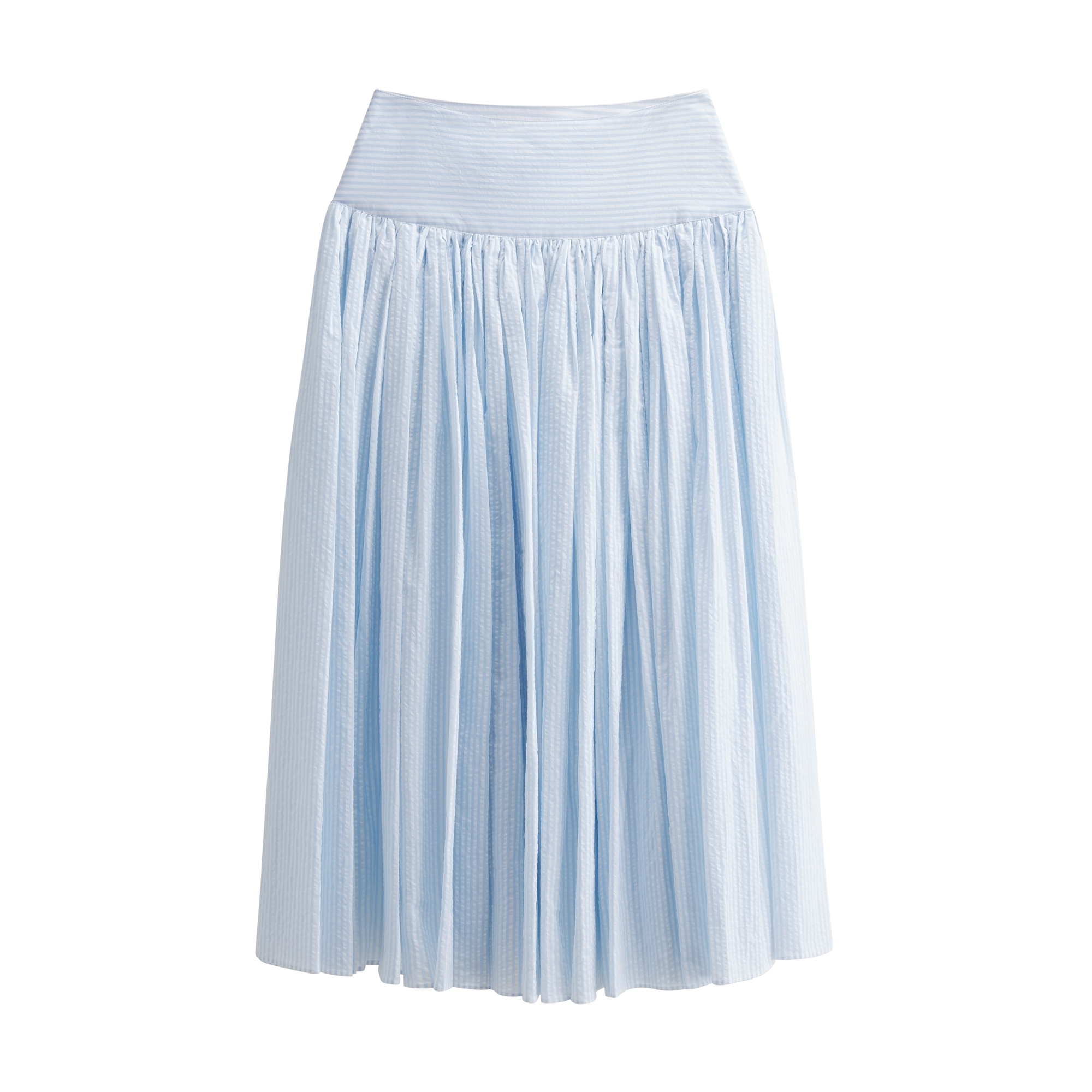 Dioriviera Mid-Length Flared Skirt Blue and White D-Stripes Cotton