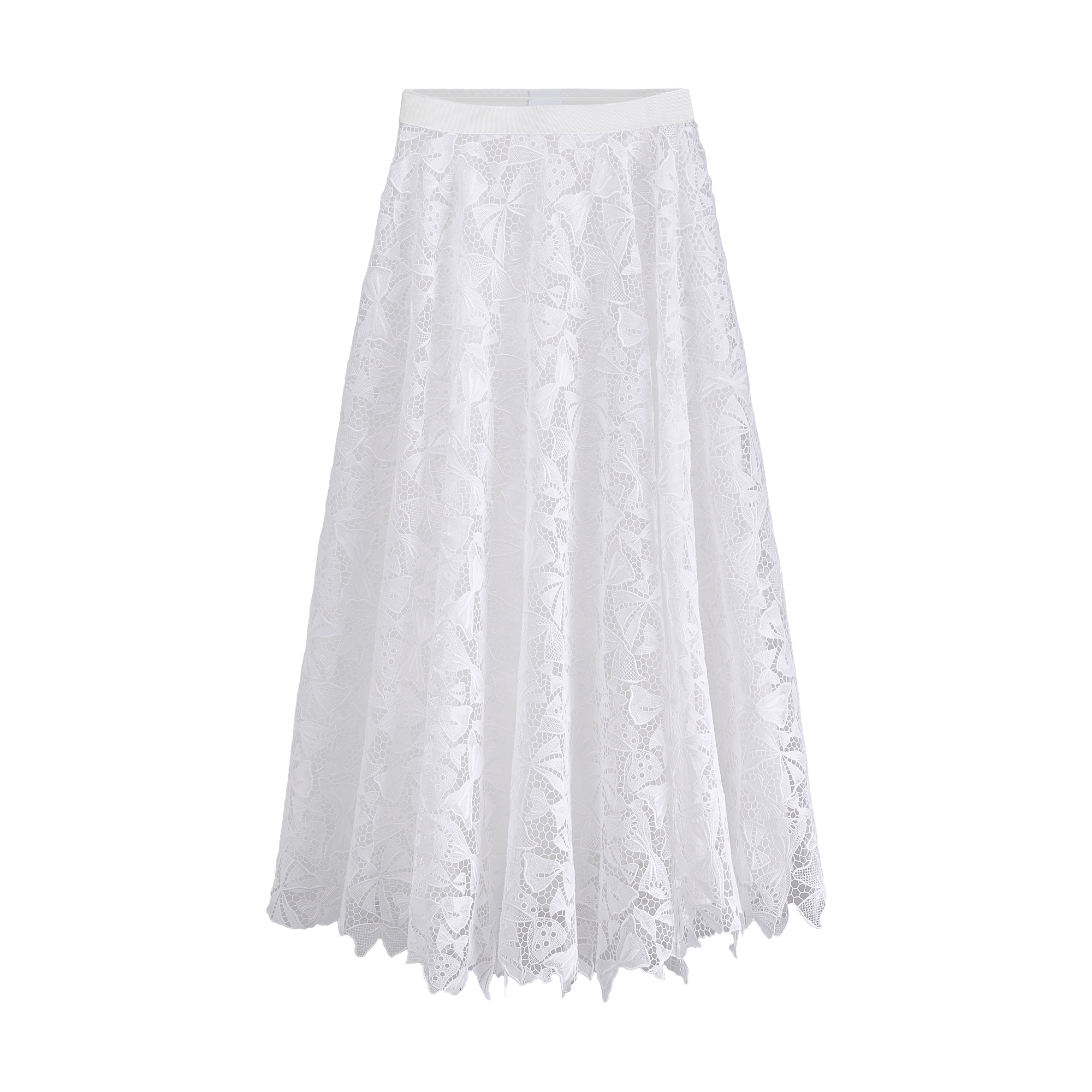 Dioriviera Mid-Length Flared Skirt White Dior Bows Cotton-Blend