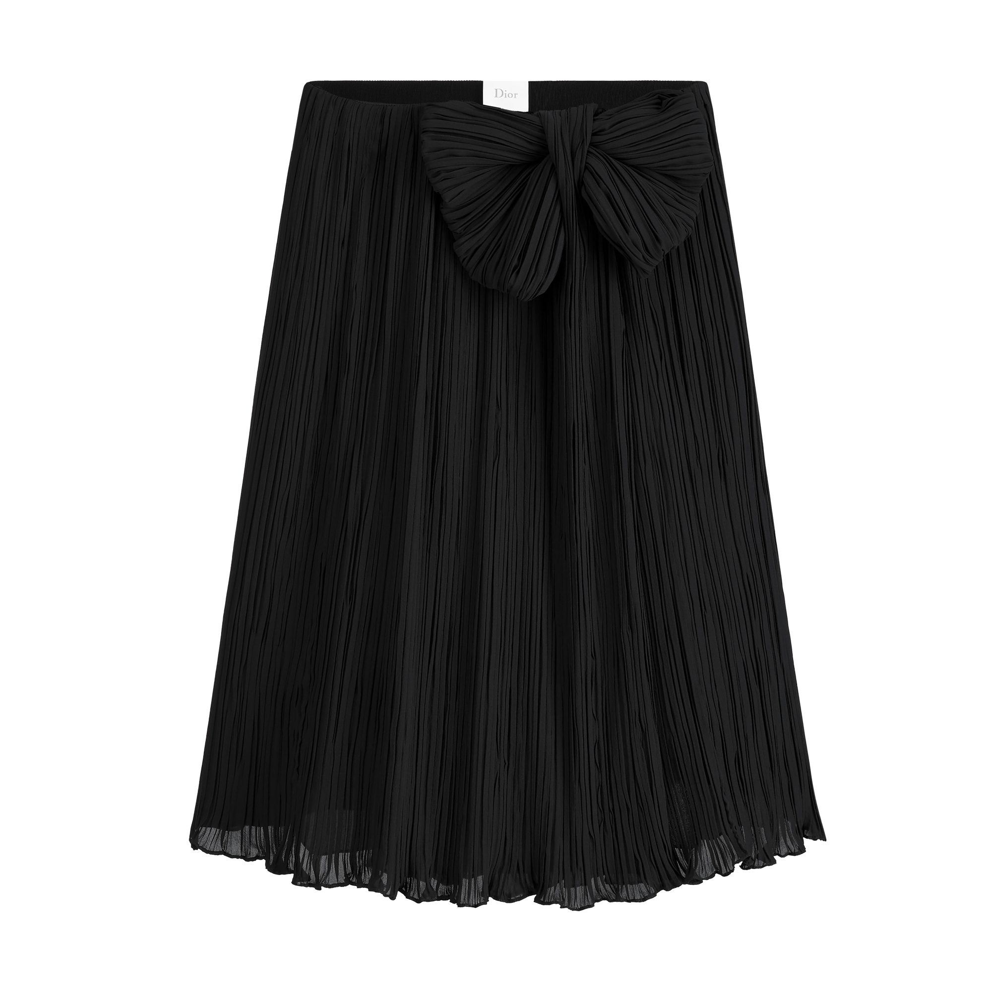 Pleated Skirt with Bow Black Silk Georgette | DIOR