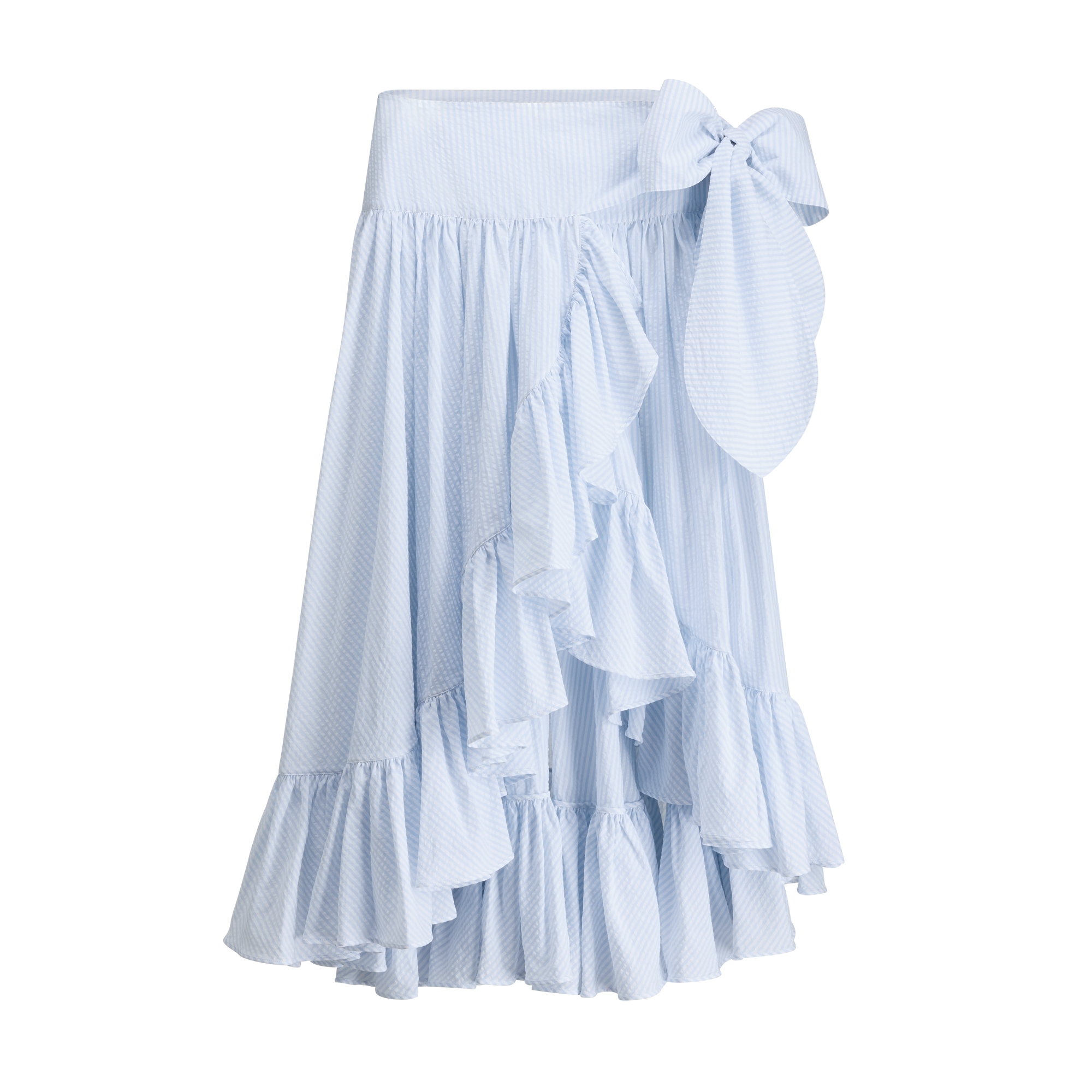 Dioriviera Mid-Length Ruffled Skirt Blue and White D-Stripes