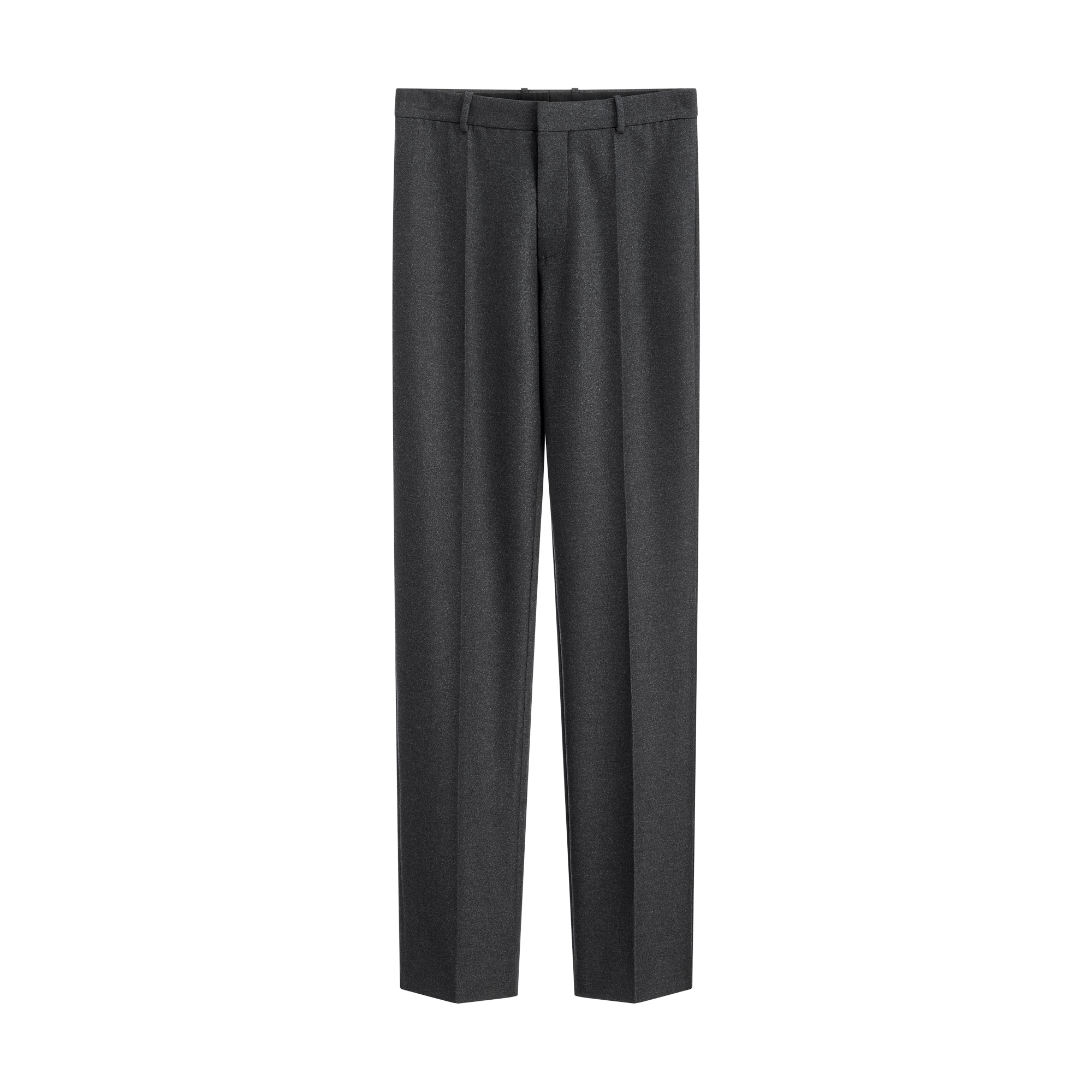 Regular-Fit Pants Heathered Gray Wool-Cashmere Flannel E01