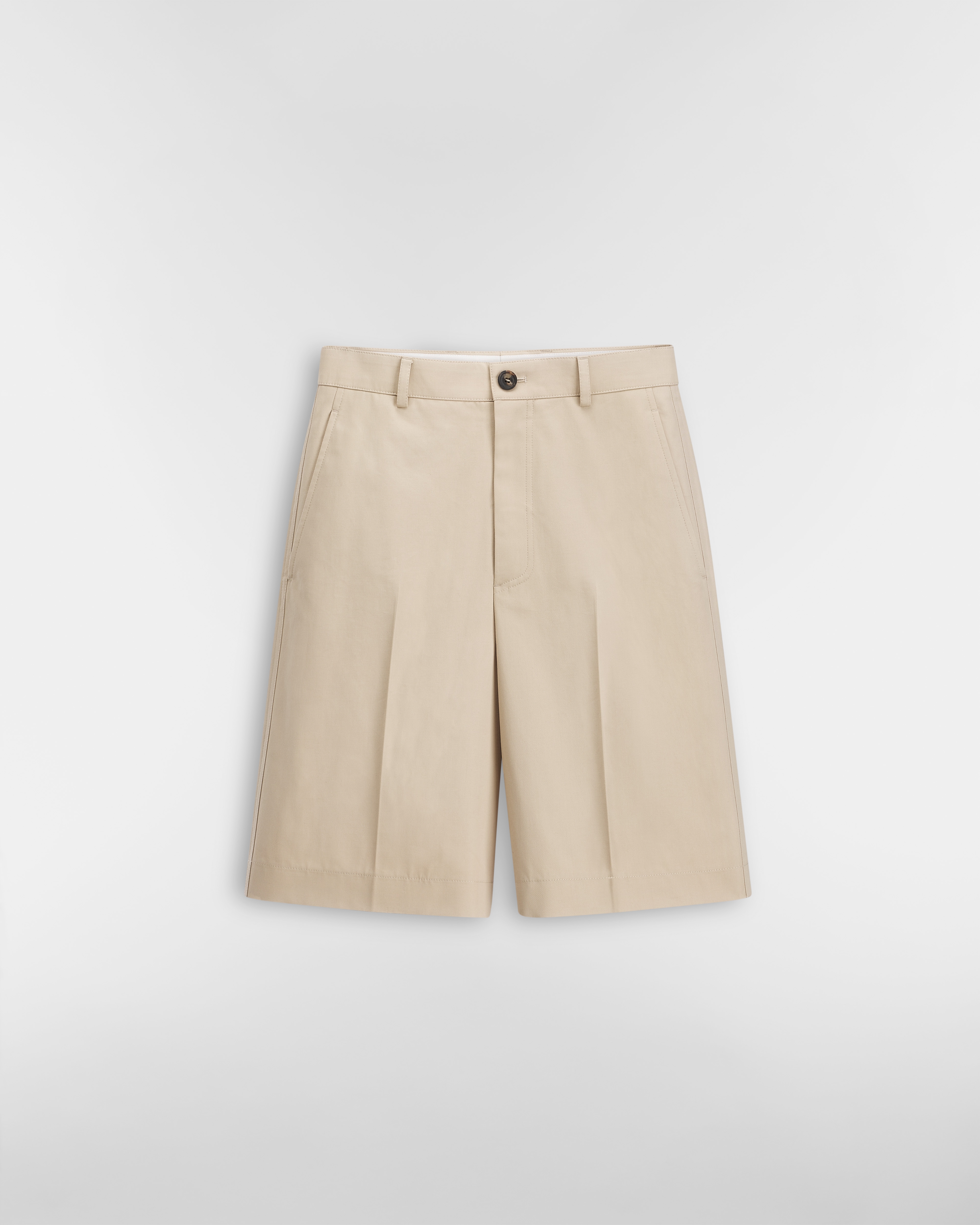 Bermuda Shorts Beige Cotton and Silk Gabardine E01