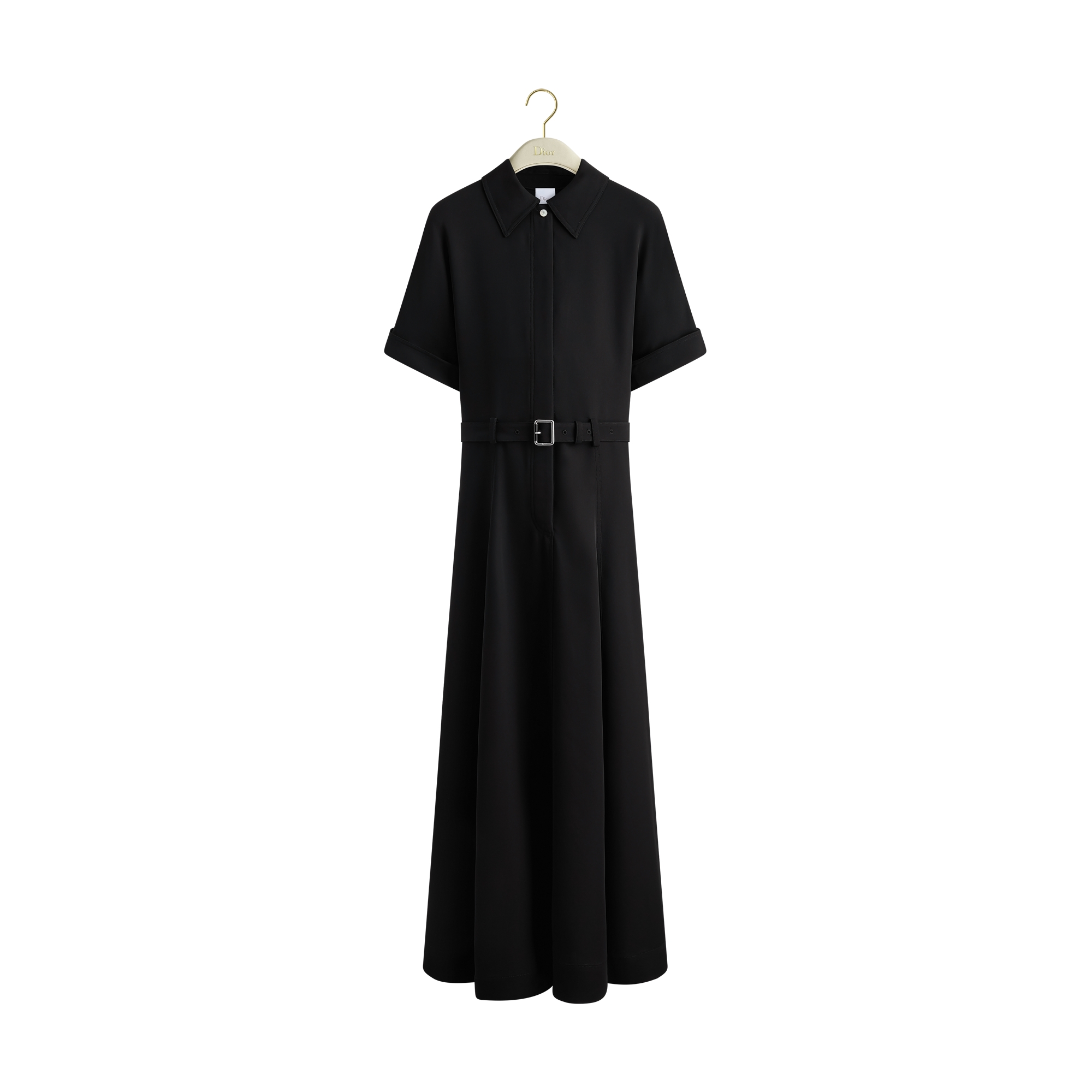 Dioriviera Mid-Length Belted Shirtdress Black Silk-Blend Cady | DIOR