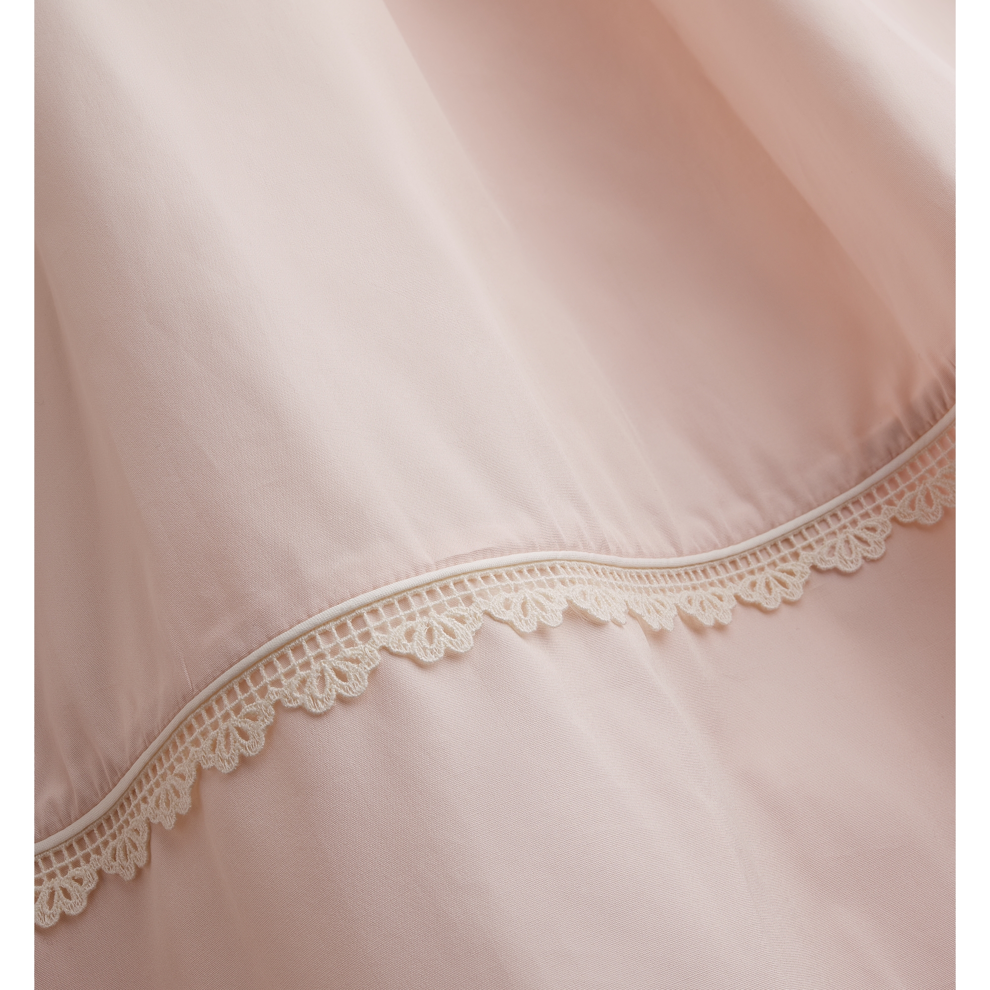 Mid-Length Flared Dress with Belt Pink Cotton Poplin and Lace E10