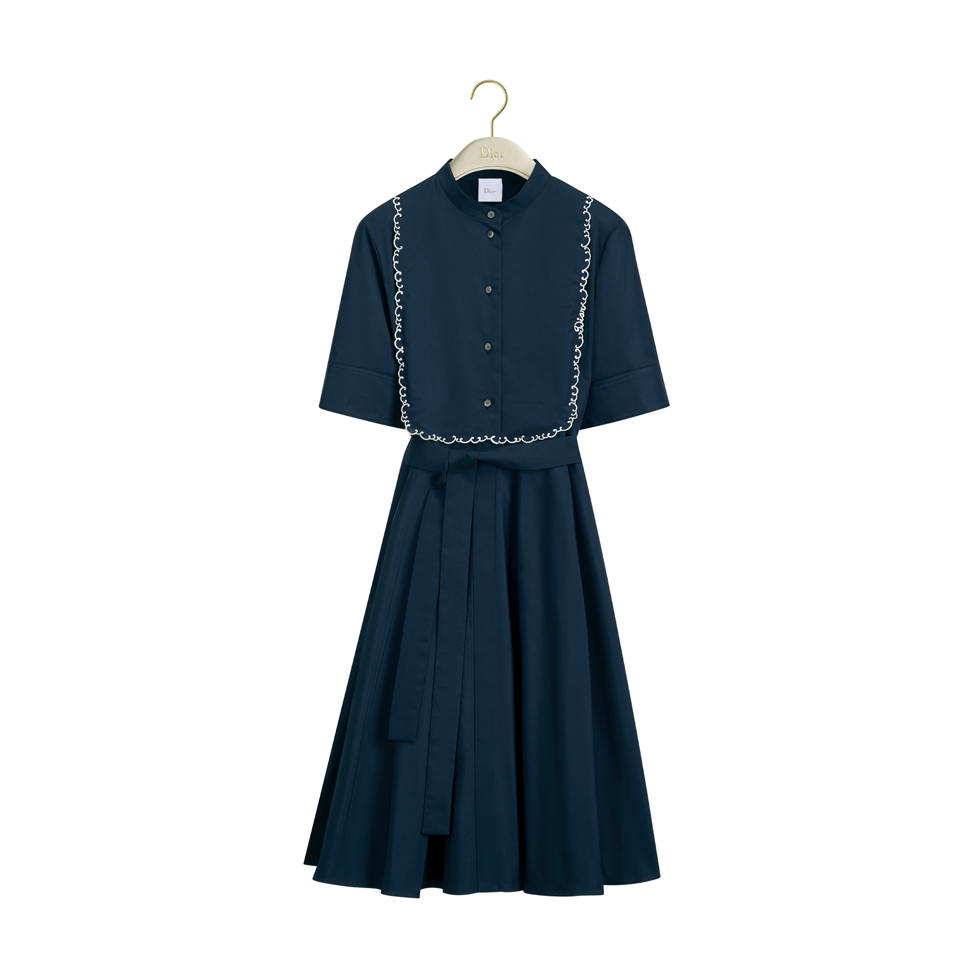 DIOR | エンブロイダリー プラストロン シャツドレス コットンポプリン